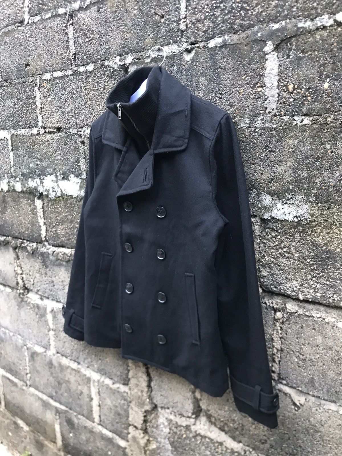 H&M × Japanese Brand × Seditionaries 🌟H&M Black Wool Zip Peacoat Double Breasted Size US S / EU 44-46 / 1 - 6 Thumbnail