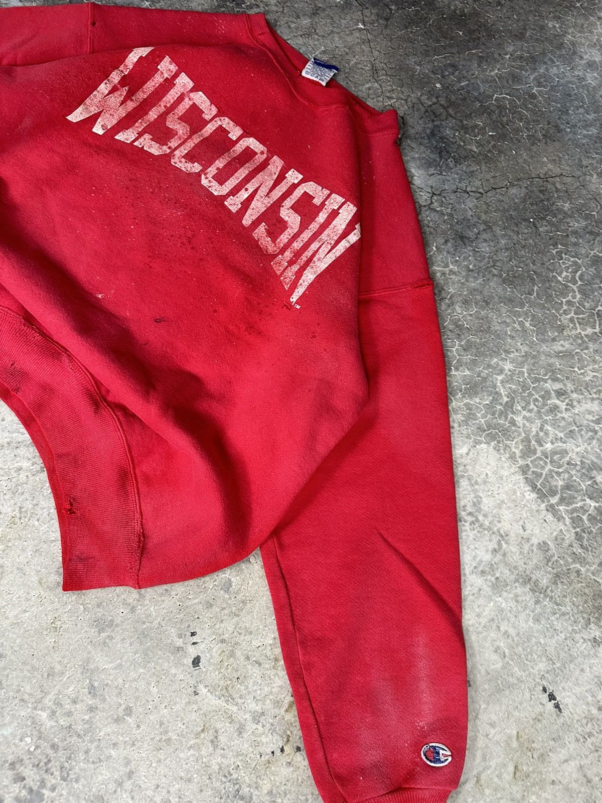 Champion × Vintage Vintage Thrashed Wisconsin Crewneck Size US L / EU 52-54 / 3 - 6 Thumbnail