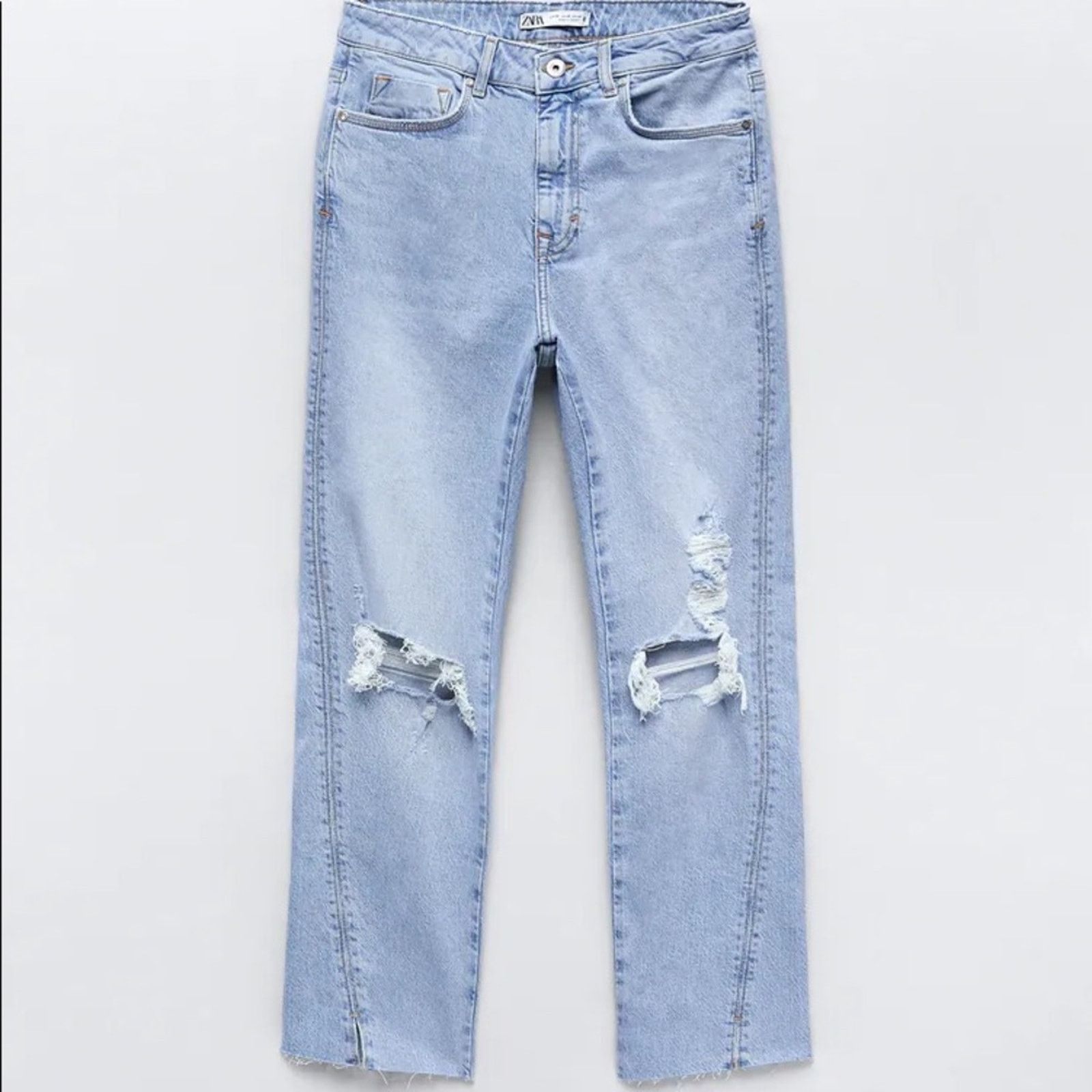 Zara ZARA SLIM FIT HIGH RISE JEANS LIGHT BLUE Size 26" / US 2 / IT 38 - 10 Thumbnail