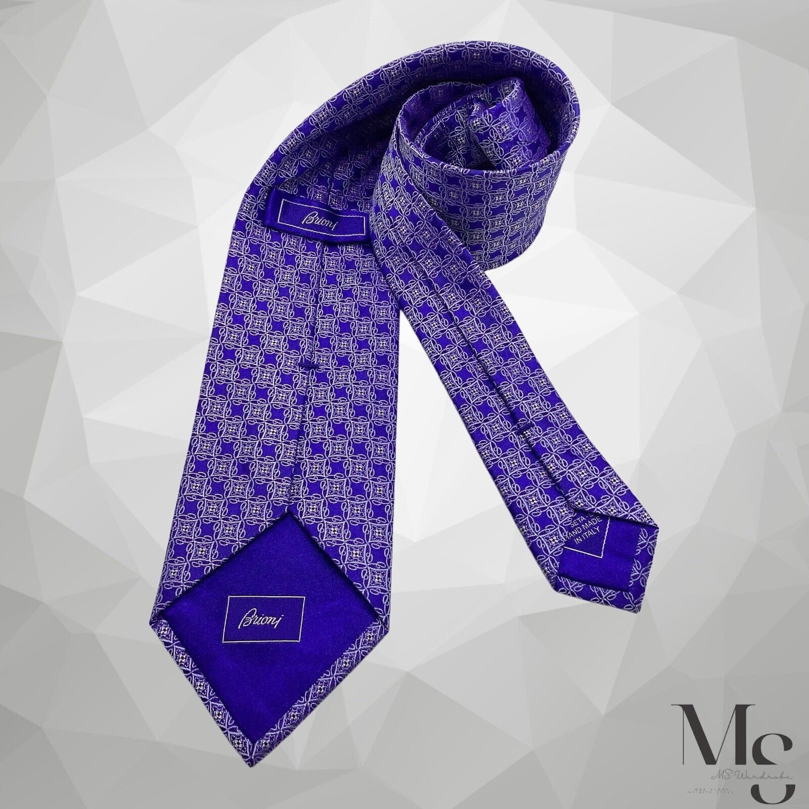 Brioni BRIONI Blue Medallion Luxury Silk Tie Made In Italy W:3.5’’ Size ONE SIZE - 2 Thumbnail