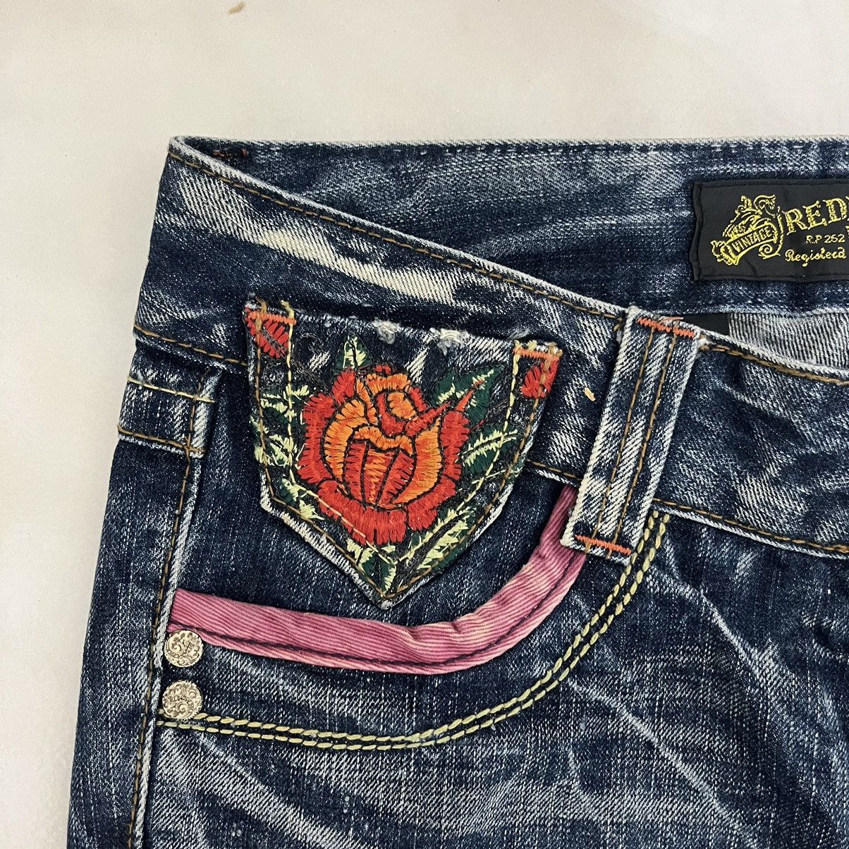 Hysteric Glamour FLARE JEANS RED PEPPER EMBROIDERY DENIM BOOT CUT PANTS Size 28" / US 6 / IT 42 - 10 Thumbnail
