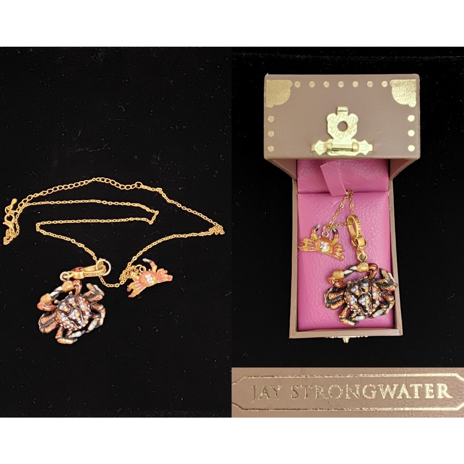 Jay Strongwater Enamel Pendant Crab Cancer Charm w/ Box