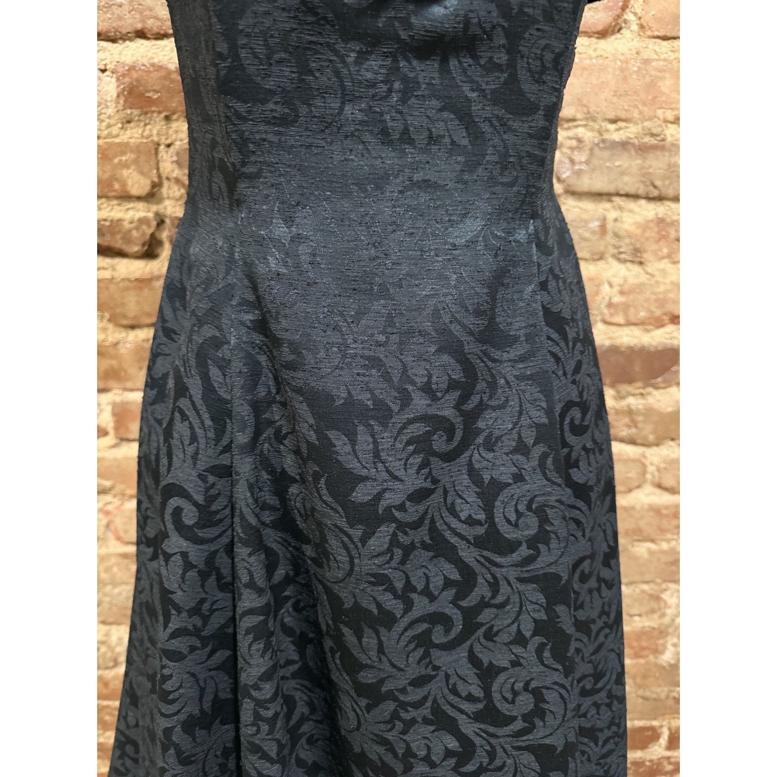VTG Scott McClintock black Brocade Bodice midi party dress