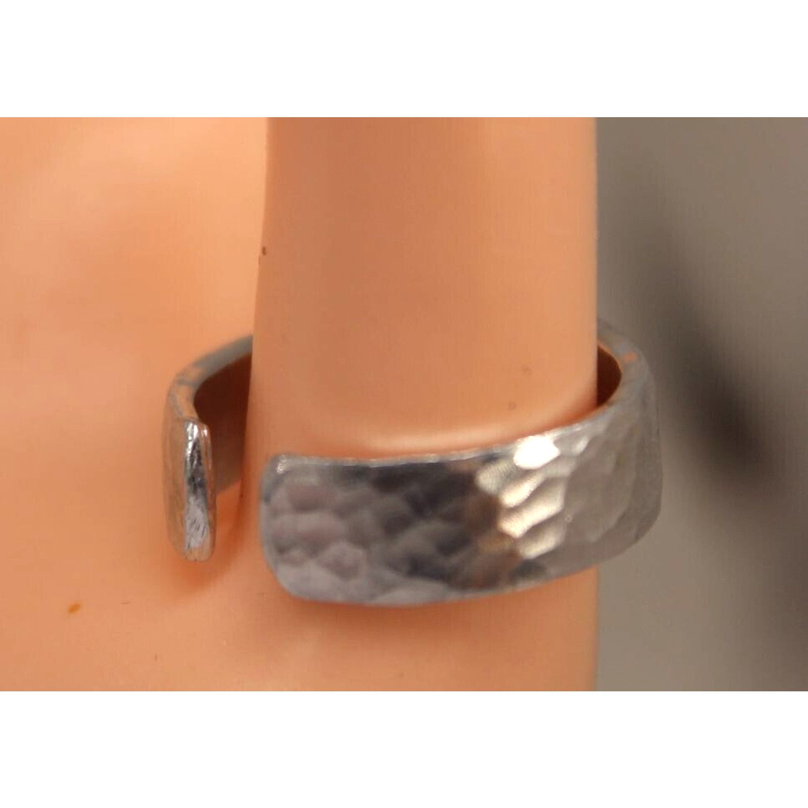 Other Beautiful Hammered Silvertone Ring • Band• Open Back • Sz. 9 Size ONE SIZE - 3 Thumbnail