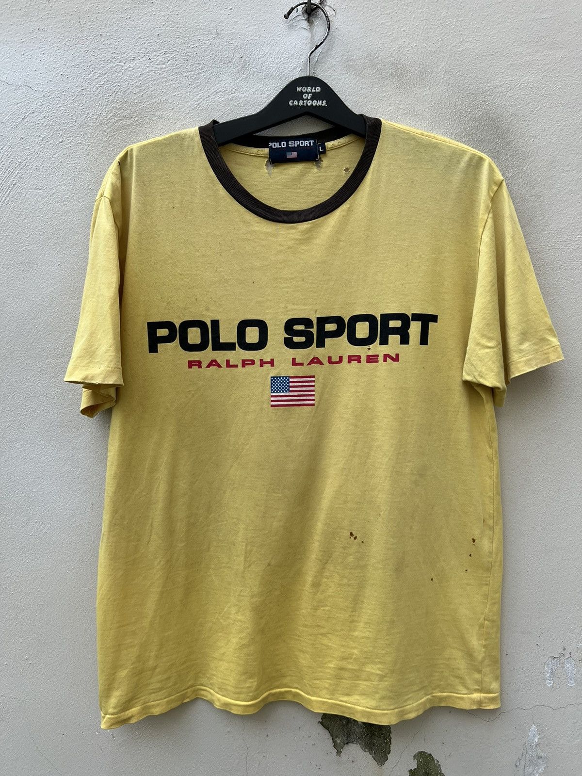 Ralph Lauren Trashed Vintage 90s Ralph Lauren Polo Sport USA Flag t shirt Size US L / EU 52-54 / 3 - 5 Thumbnail