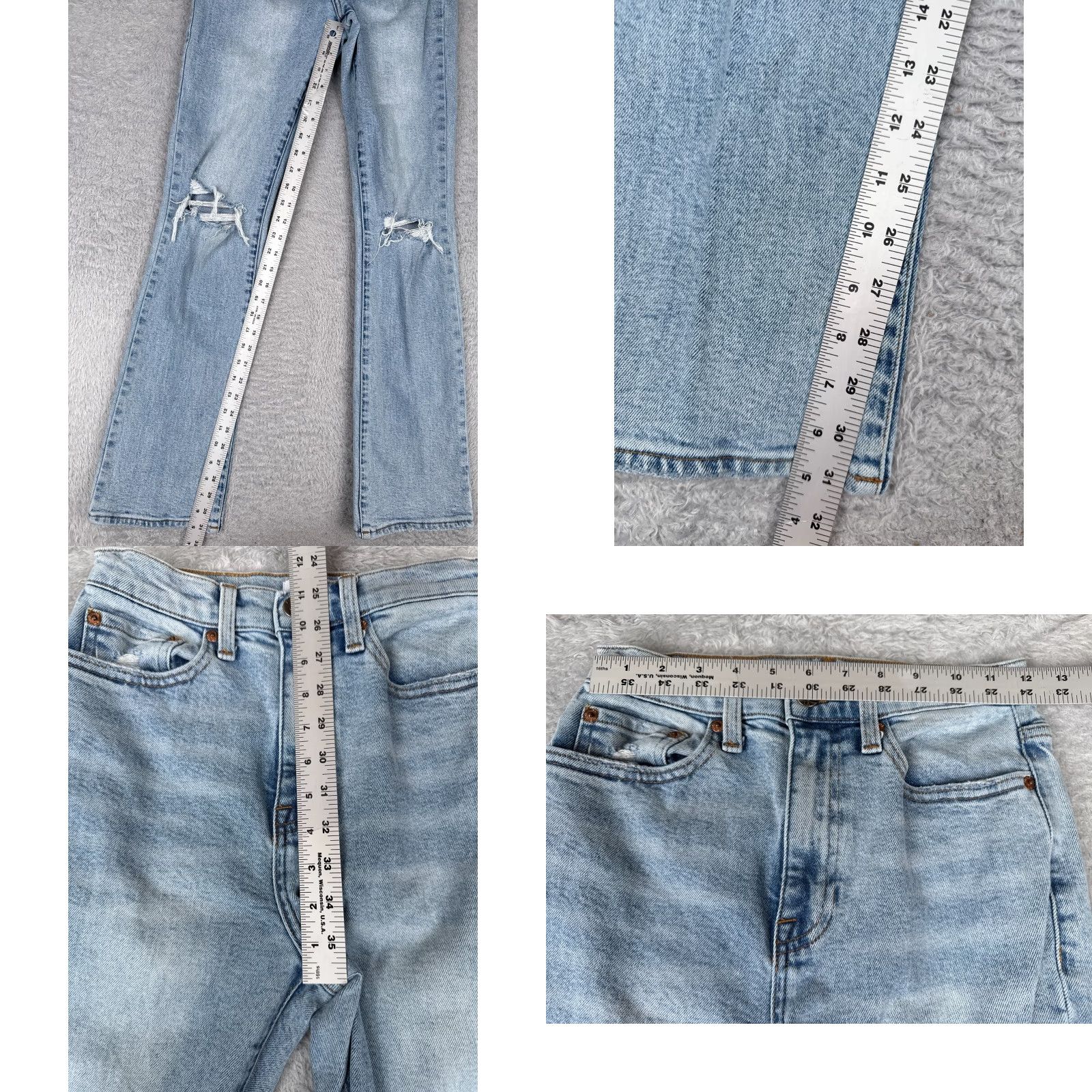 Pistola Pistola Jeans Womens High Rise Flared Distressed Light Wash Denim 25x32 Blue Size 42" / US 20 - 8 Thumbnail