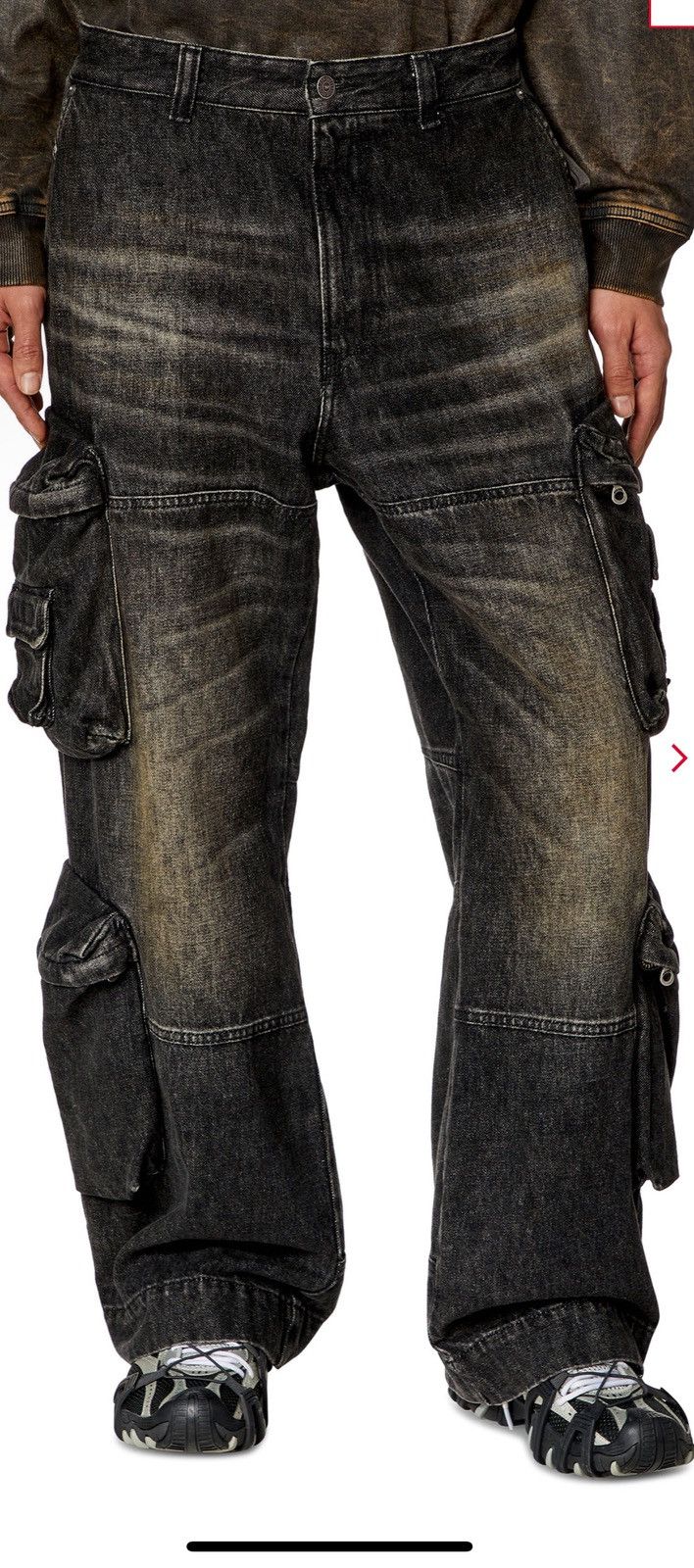 Diesel Relaxed Jeans D-Fish 0ghaa Size US 34 / EU 50 - 3 Thumbnail