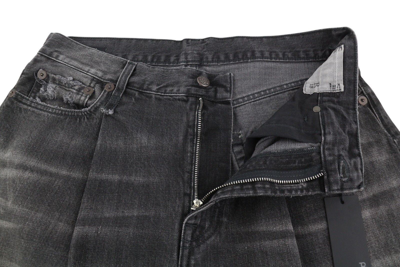R13 CROP WIDE LEG 30 Wilson Black Faded Distress PS25 86528 Size 30" / US 8 / IT 44 - 5 Thumbnail