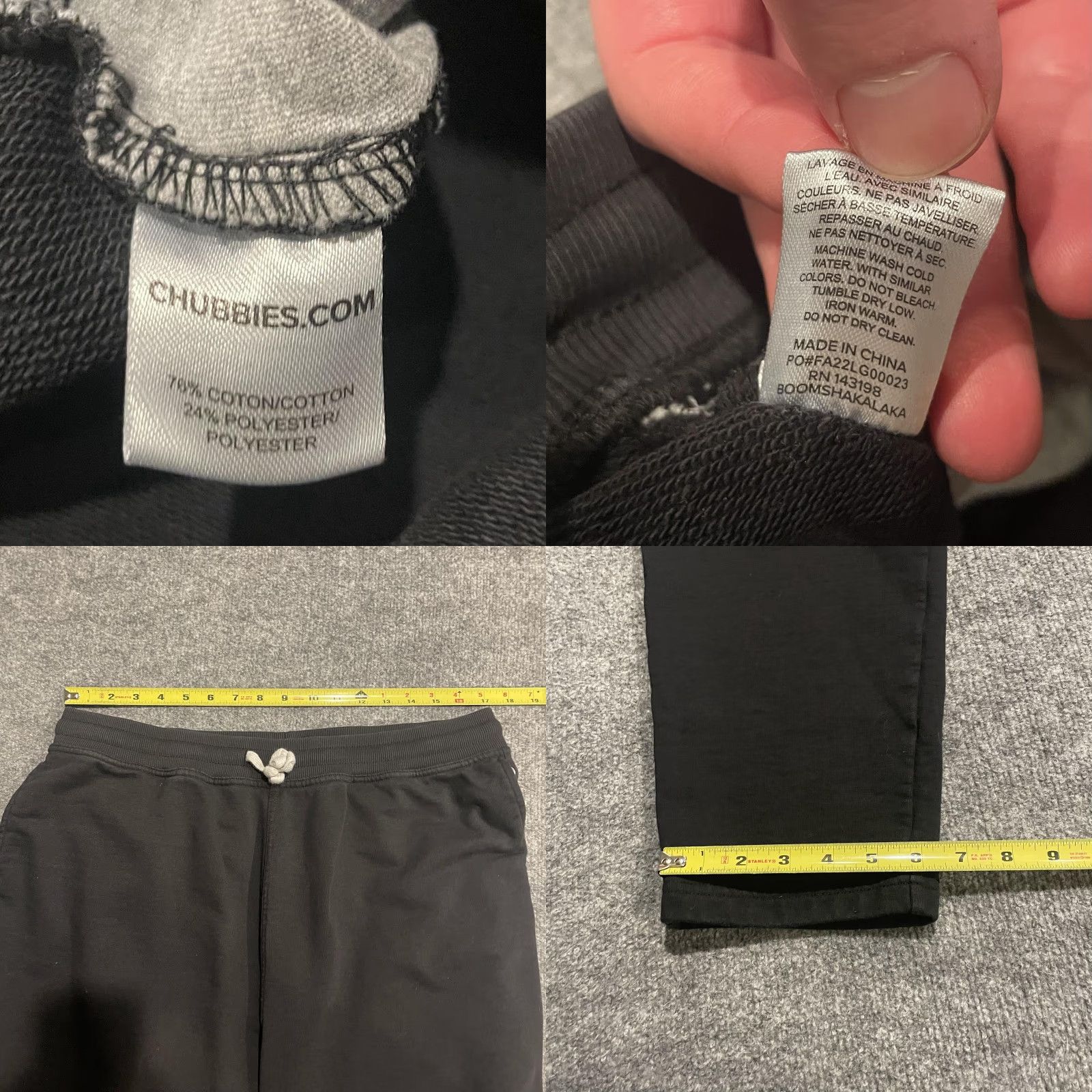 Chubbies Chubbies Mens Drawstring Sweatpants Jogger Black 2XL Elastic Waist Pockets Tapered Lounge Pants Vintage No Size US 39 - 9 Thumbnail