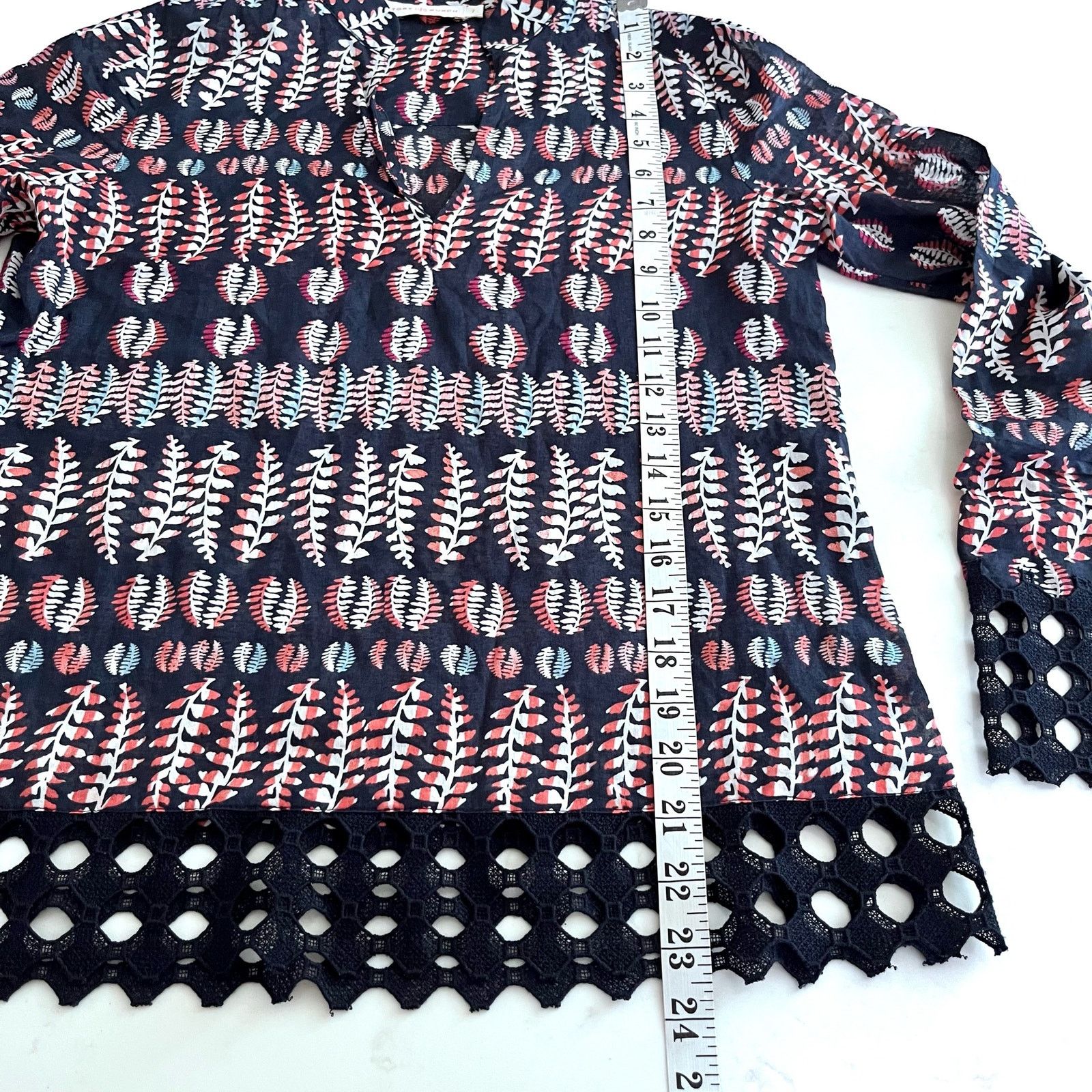 Tory Burch Tory Burch Crochet Trim Print Cotton Tunic size 2 Size XS / US 0-2 / IT 36-38 - 6 Thumbnail