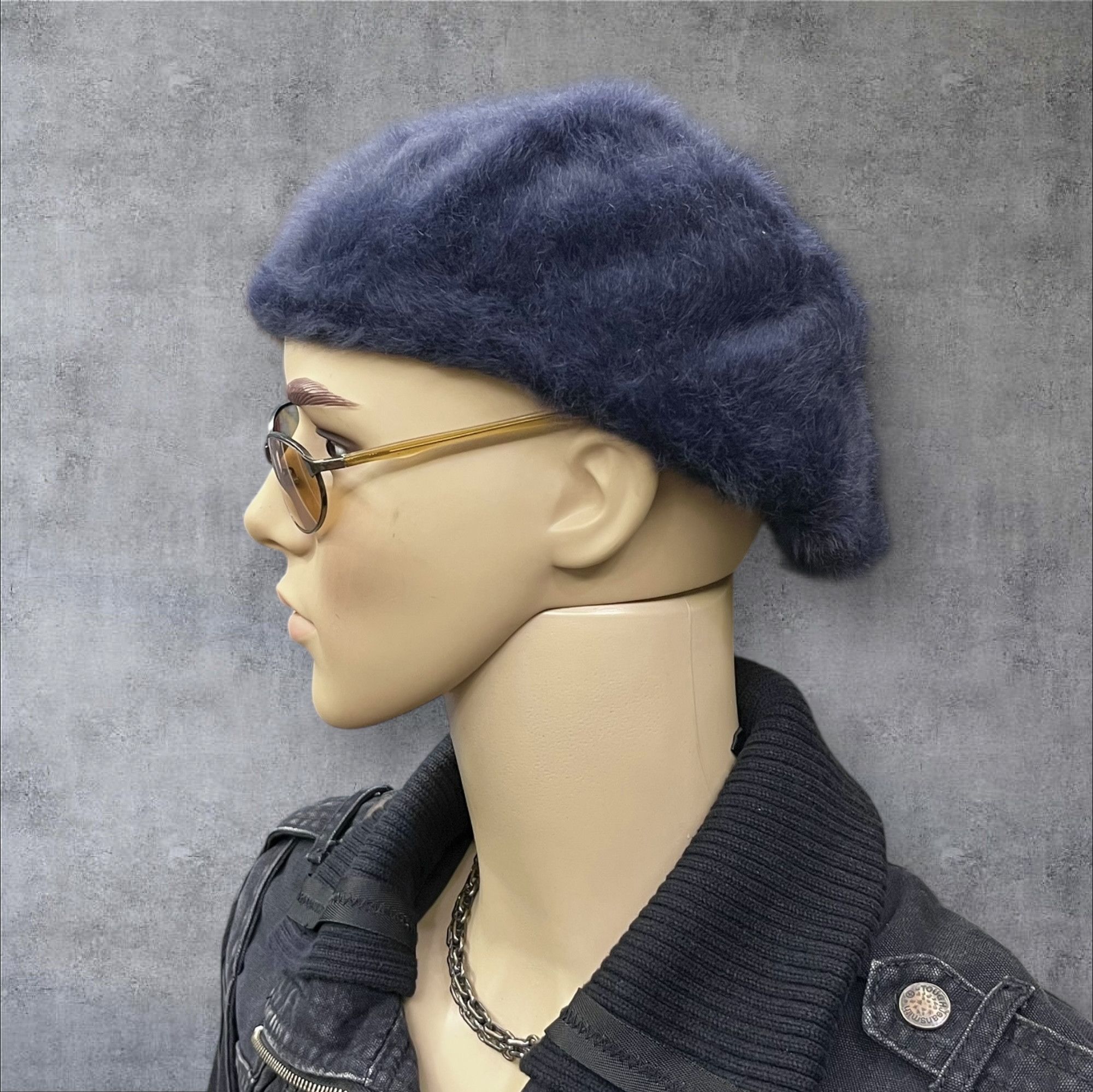 BEAUTY&YOUTH Vintage Beauty & Youth Ash Gray Rabbit Fur Hairy Berets Hat Size ONE SIZE - 3 Thumbnail