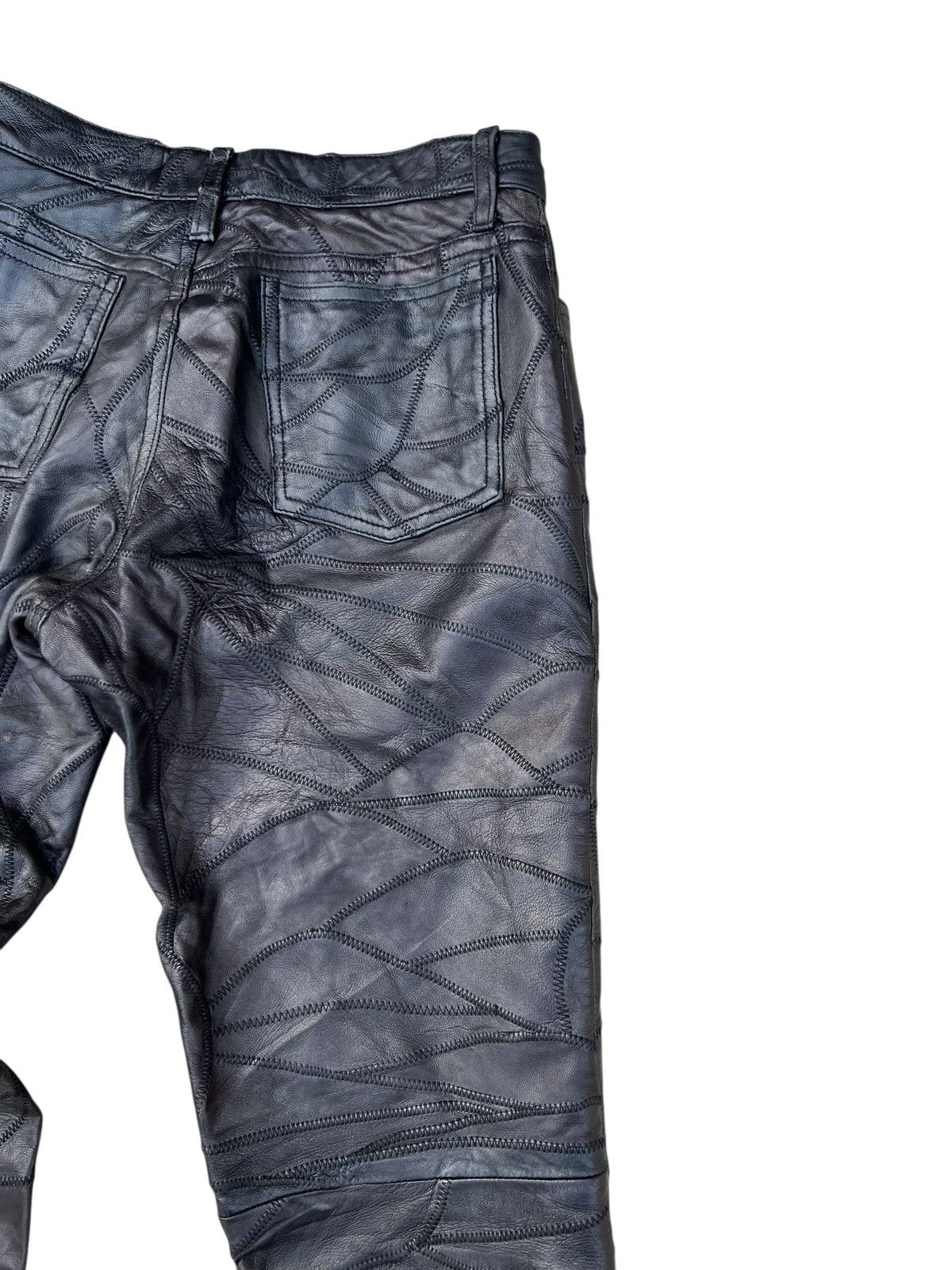 Leather Vintage DOMON HOMME Japan Patchwork Sheepskin Leather Jeans Size US 29 - 19 Thumbnail