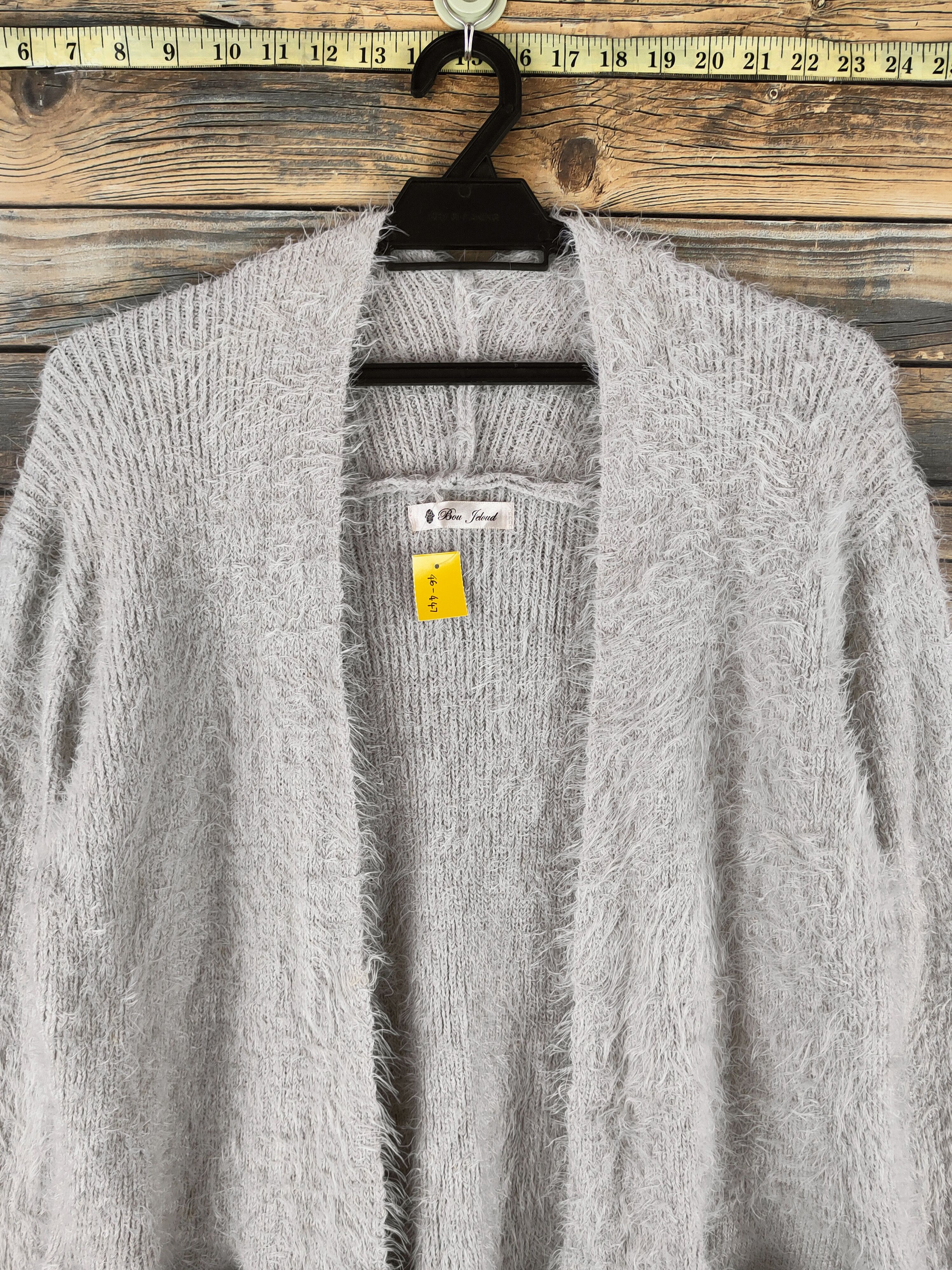 Japanese Brand DL Bou Jeloud Gray Fur Mohair Knitwear Cardigans #46-447 Size S / US 4 / IT 40 - 2 Thumbnail