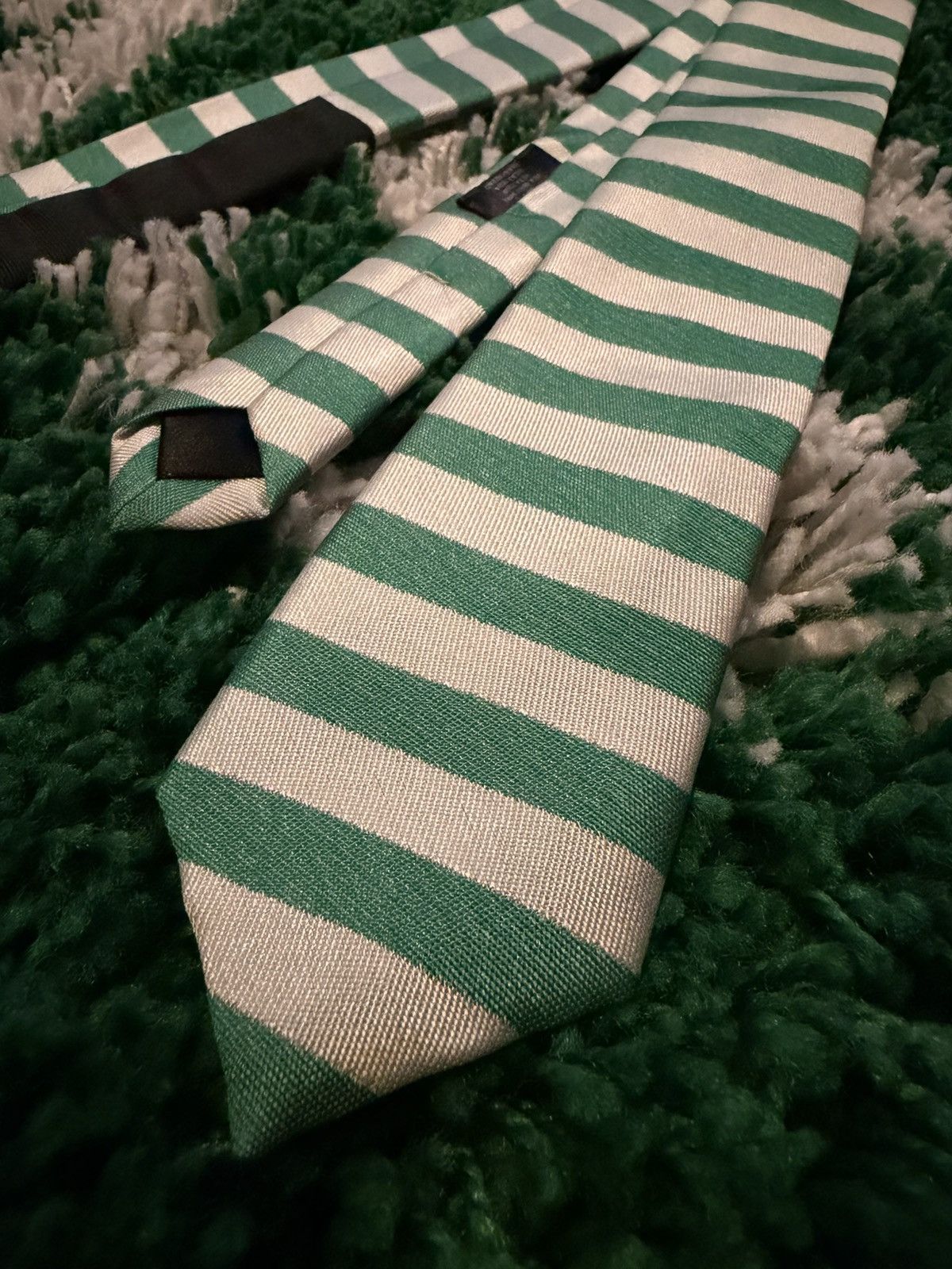 Burberry Burberry Silk Striped Skinny Tie Green Size ONE SIZE - 2 Thumbnail