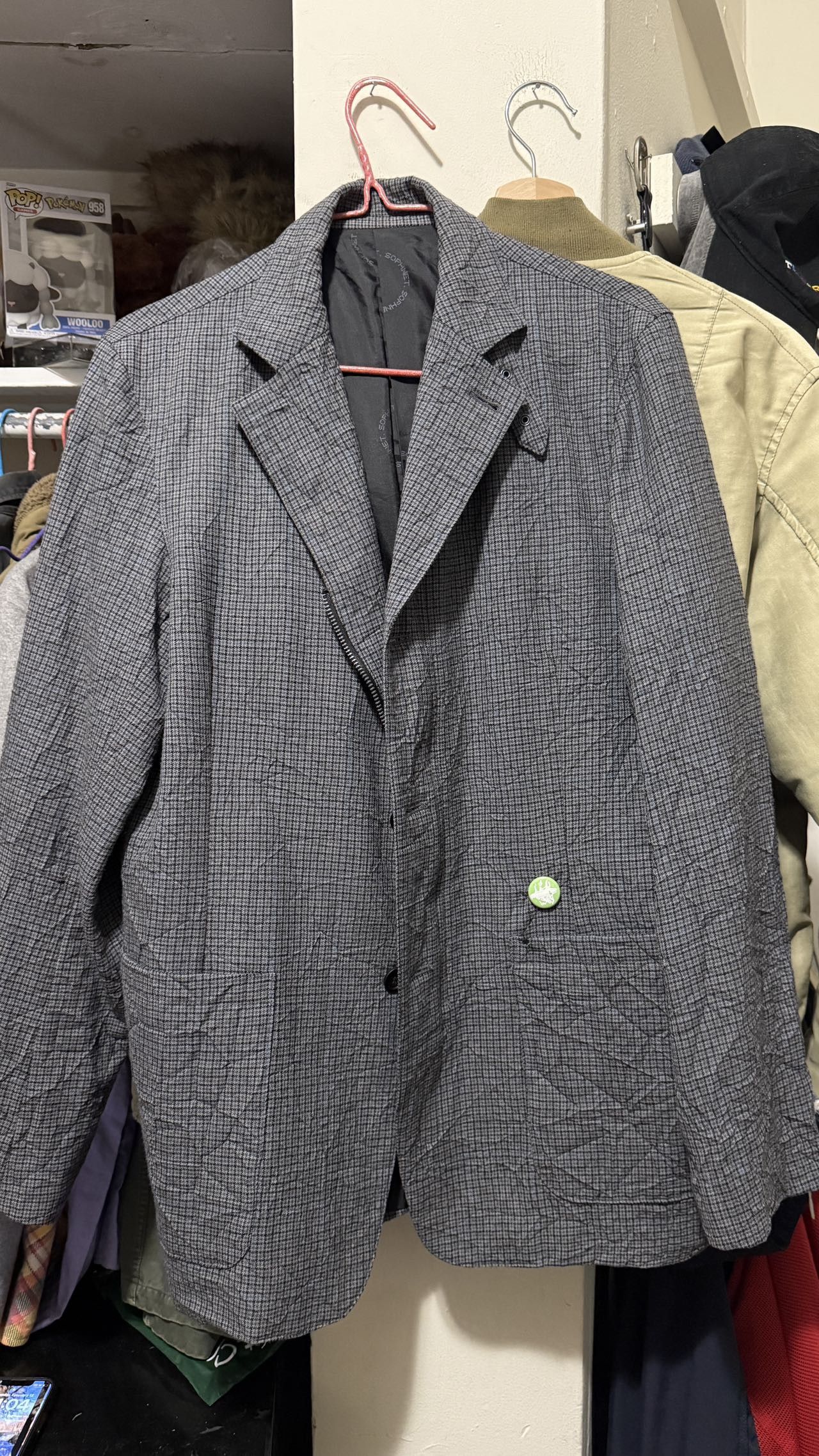 Sophnet. × uniform experiment Sophnet wool ISSEY-Wrinkled effect riri Zipper 3B Jacket L Size 38R - 1 Thumbnail