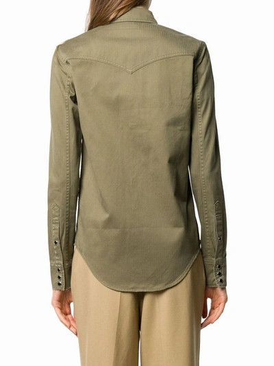 Saint Laurent Paris o1bcso1str0325 Classic Western Shirt in khaki Size XXL / US 16-18 / IT 52-54 - 3 Thumbnail