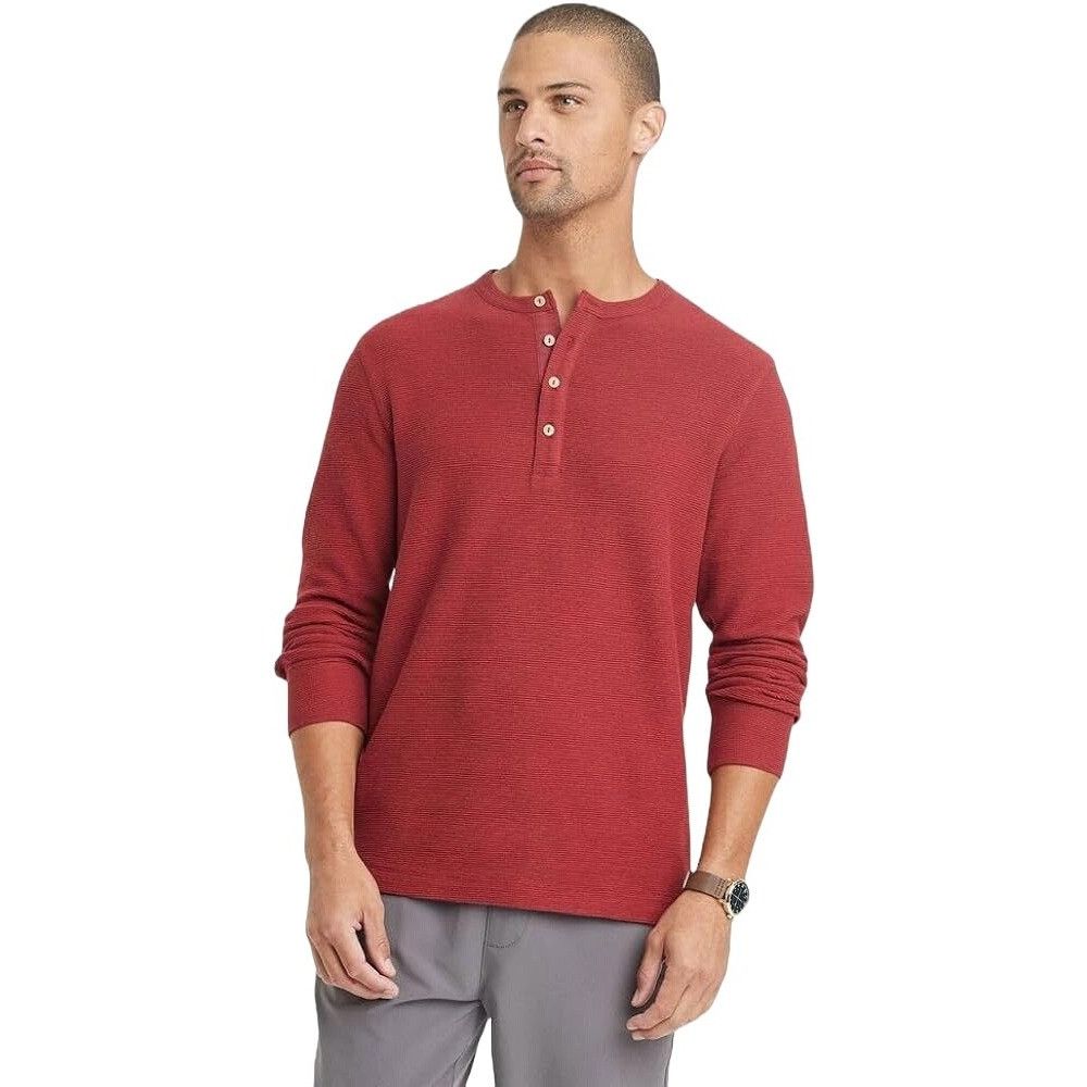 Other Goodfellow & Co - Men's Long Sleeve Henley T-Shirt - Red - E Size US XL / EU 56 / 4 - 1 Thumbnail