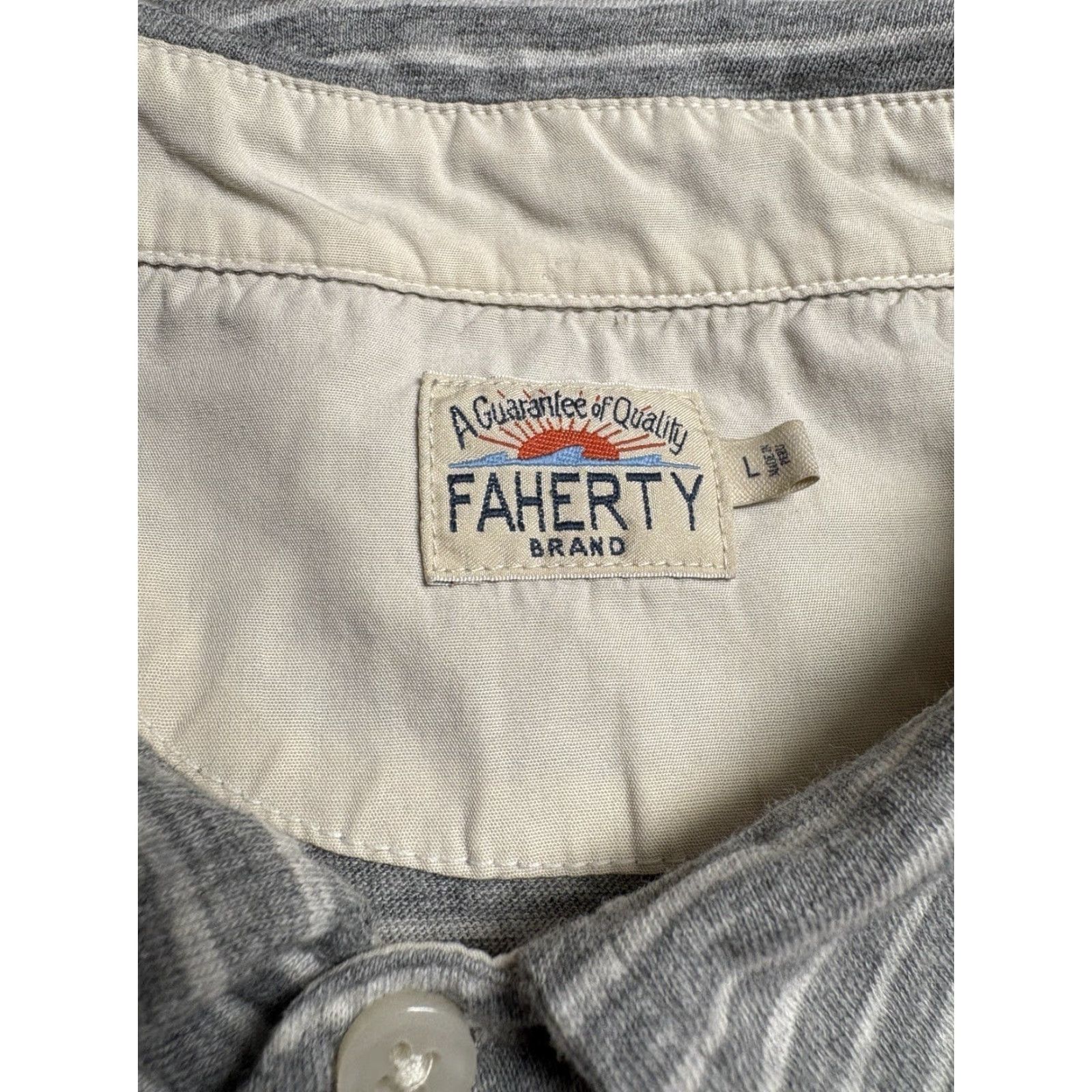 Faherty Faherty Polo Striped Mens Large Striped Heather Shirt Long Sleeve Pocket Soft Size US L / EU 52-54 / 3 - 5 Thumbnail