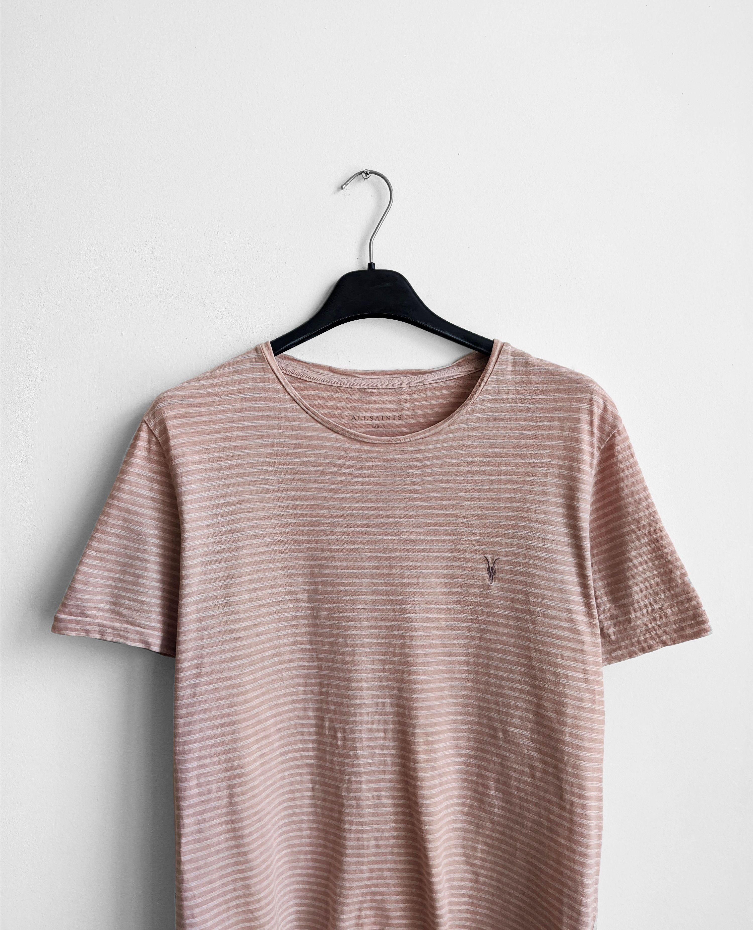 Allsaints Allsaints tshirt pink striped crew neck Size US L / EU 52-54 / 3 - 1 Thumbnail