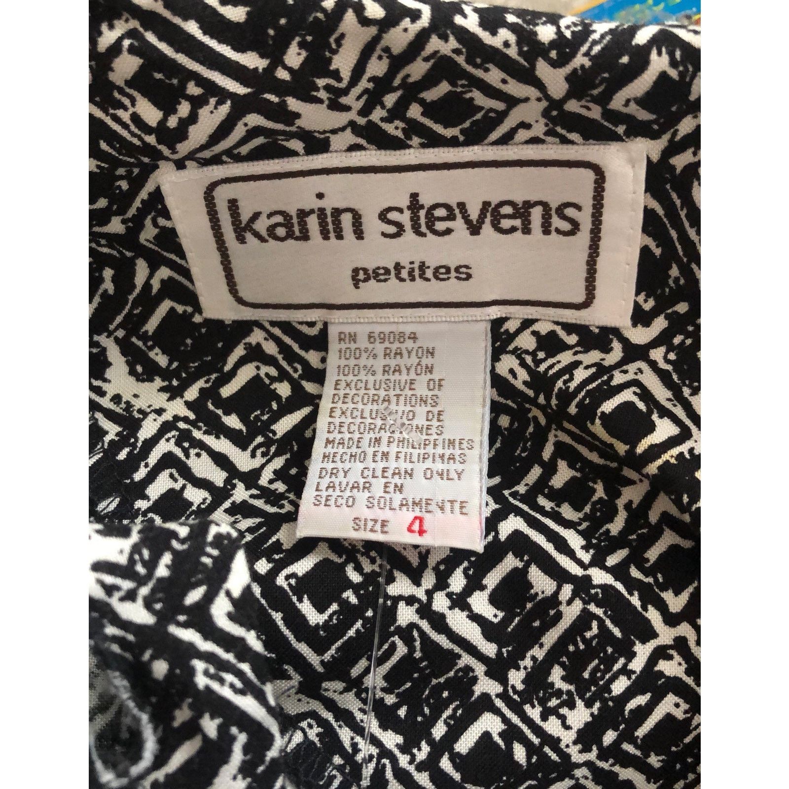 Vintage VTG Karin Stevens black & white patterned pleated dress 4 p Size S / US 4 / IT 40 - 12 Thumbnail