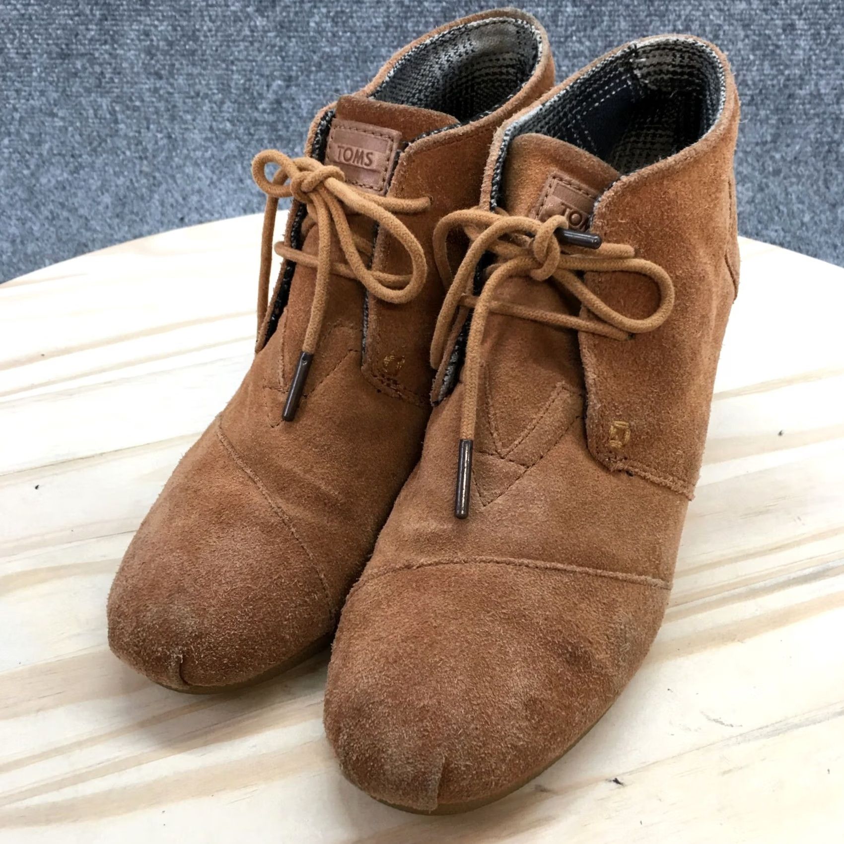 Toms TOMS Chukka Boots Women’s 7.5 Brown Kala Dessert Lace Up Wedge Casual Leather Shoes Size US 8 / IT 38 - 3 Thumbnail