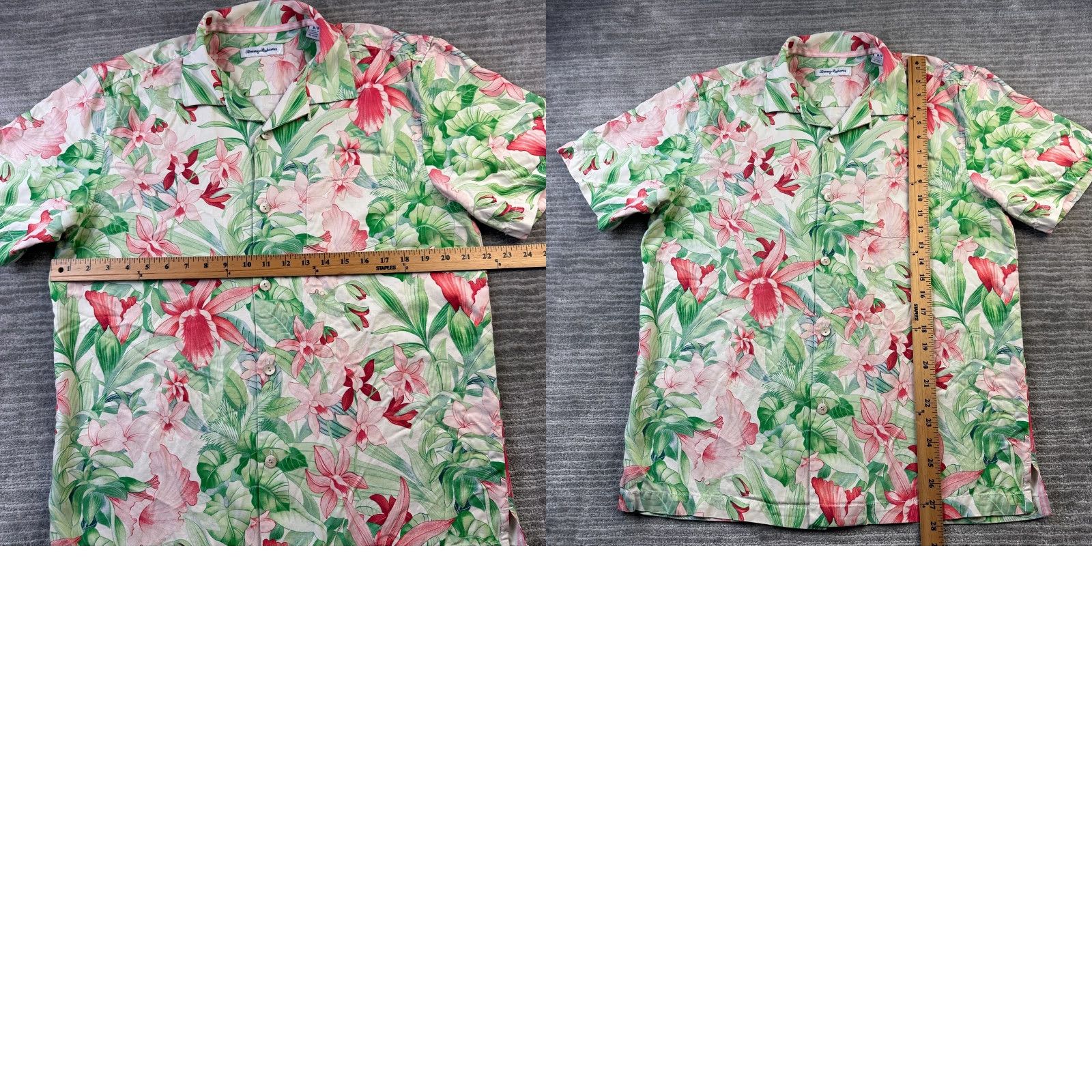 Tommy Bahama Tommy Bahama Shirt Mens Medium Green Hibiscus Silk Button-Up Short Sleeve Collared Floral Pattern Vintage: No Size US M / EU 48-50 / 2 - 8 Thumbnail