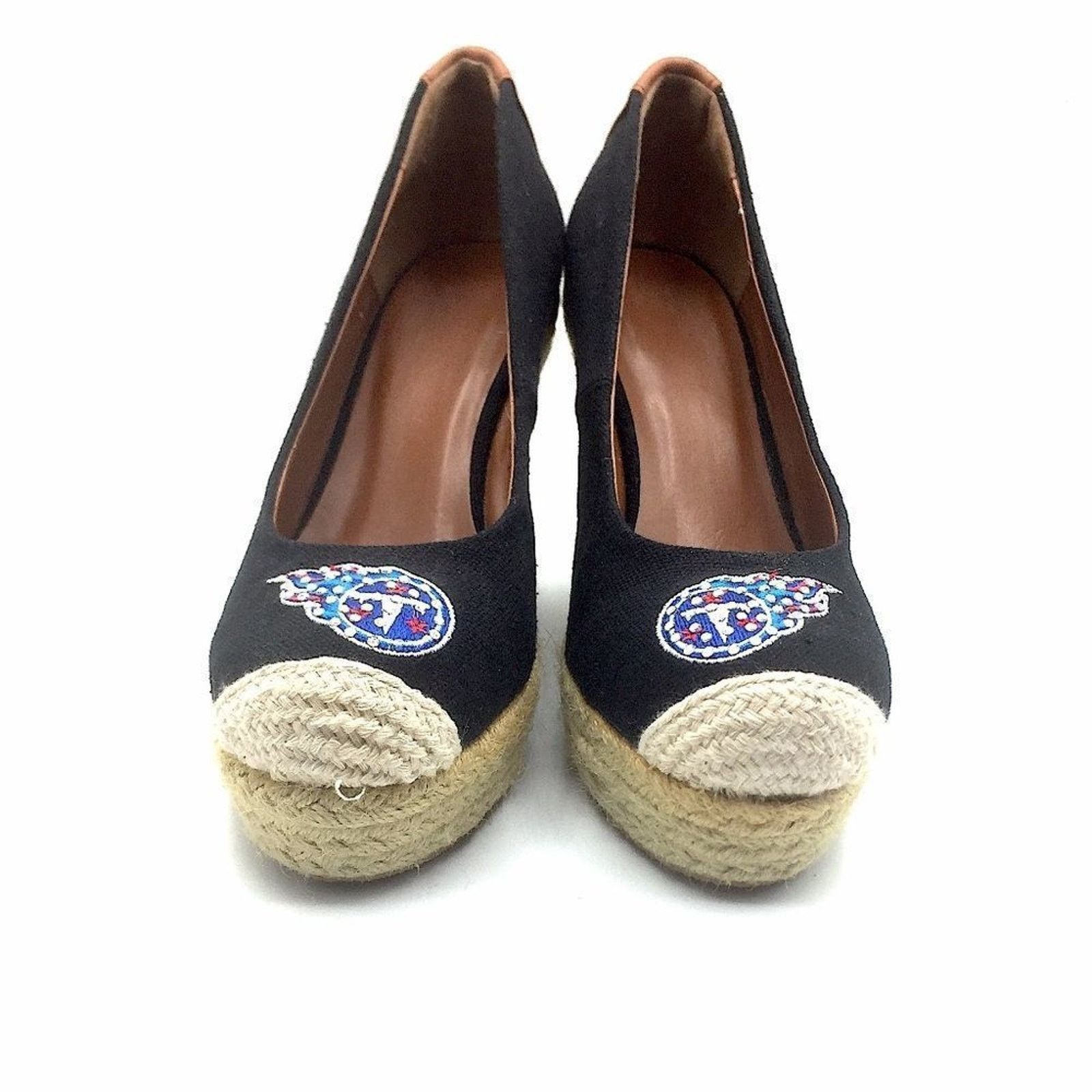 NFL NFL Titans Team Black & Brown Leather Wedges Size US 7 / IT 37 - 2 Thumbnail