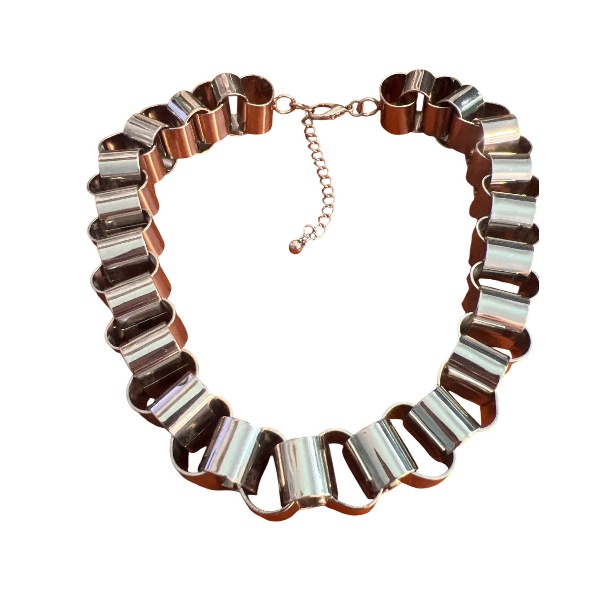 Other Chunky Silver Tone Metal Chain Link Necklace Statement Colla Size ONE SIZE - 1 Thumbnail
