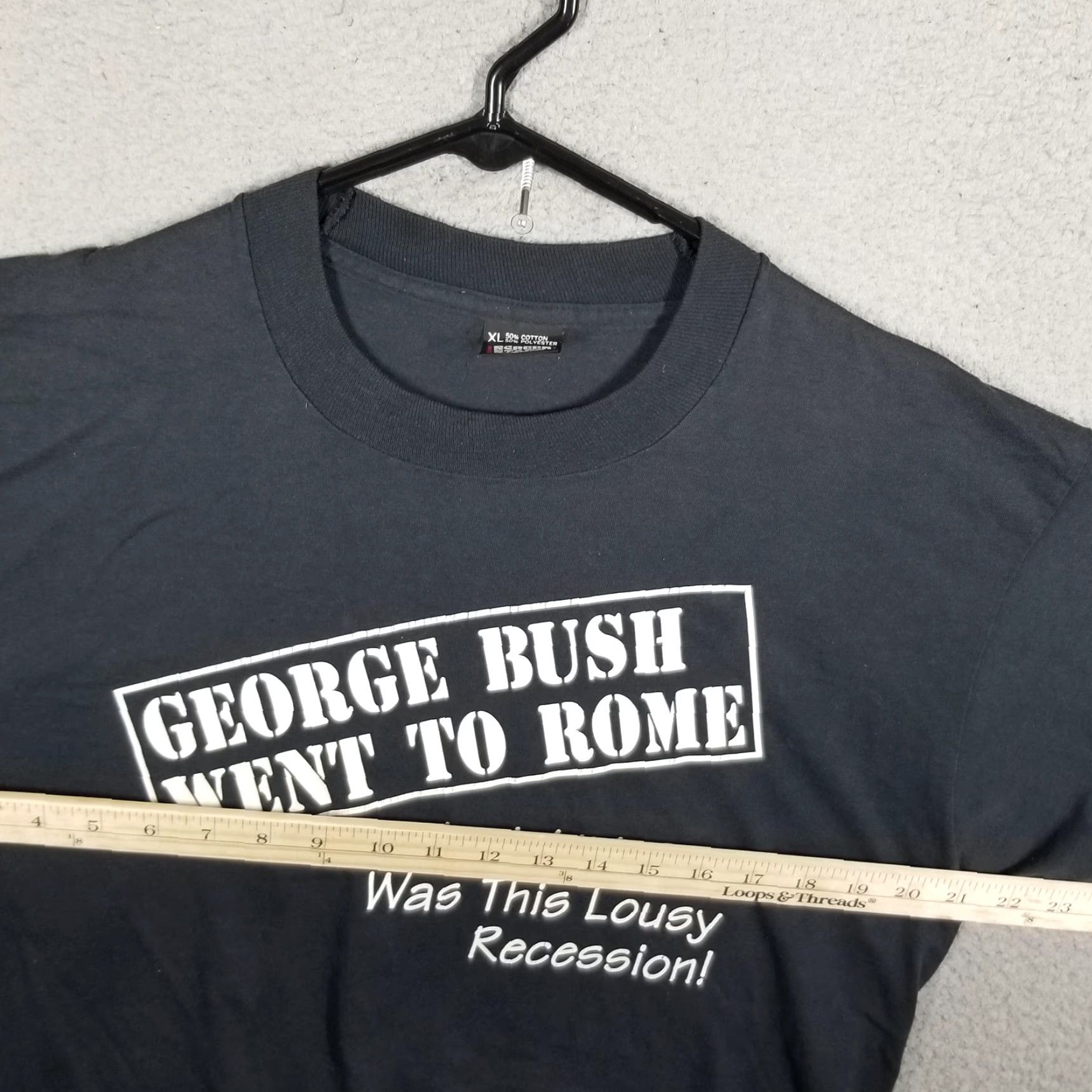 Vintage VINTAGE George Bush Went To Rome Shirt Mens XL Black Screen Stars Best 1990-1991 Size US XL / EU 56 / 4 - 7 Thumbnail