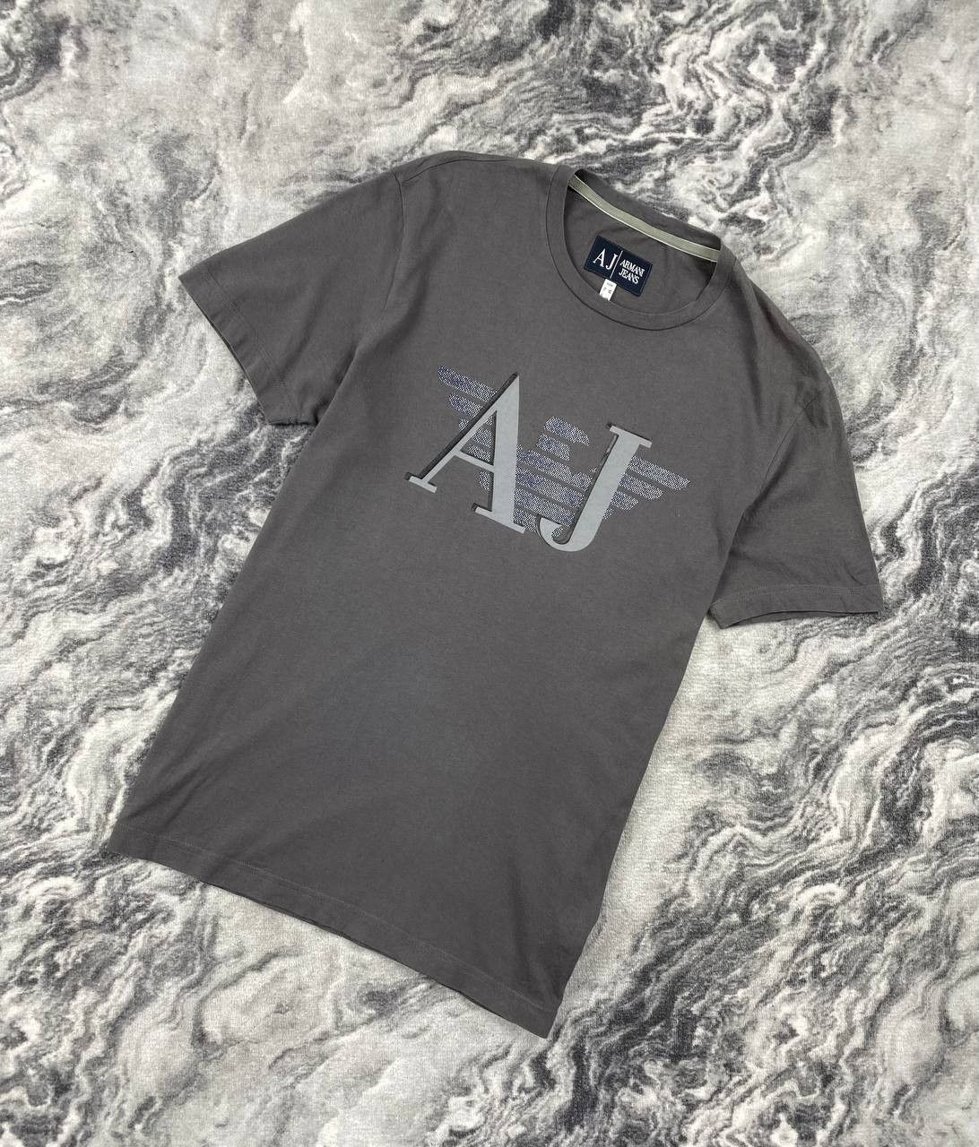 Armani Jeans T Shirt Big Logo Men Size M Gray