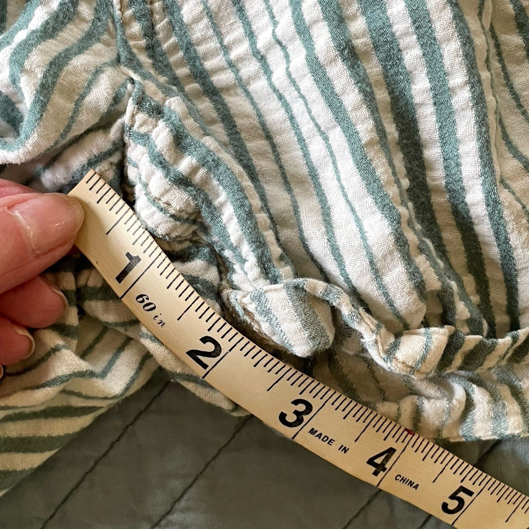 Free People VINTAGE Free People Shorts Womens 8 Green Stripe Button Coastal Scandi Summer Cotton 100% Cotton Boho Beach Size 30" / US 8 / IT 44 - 7 Thumbnail