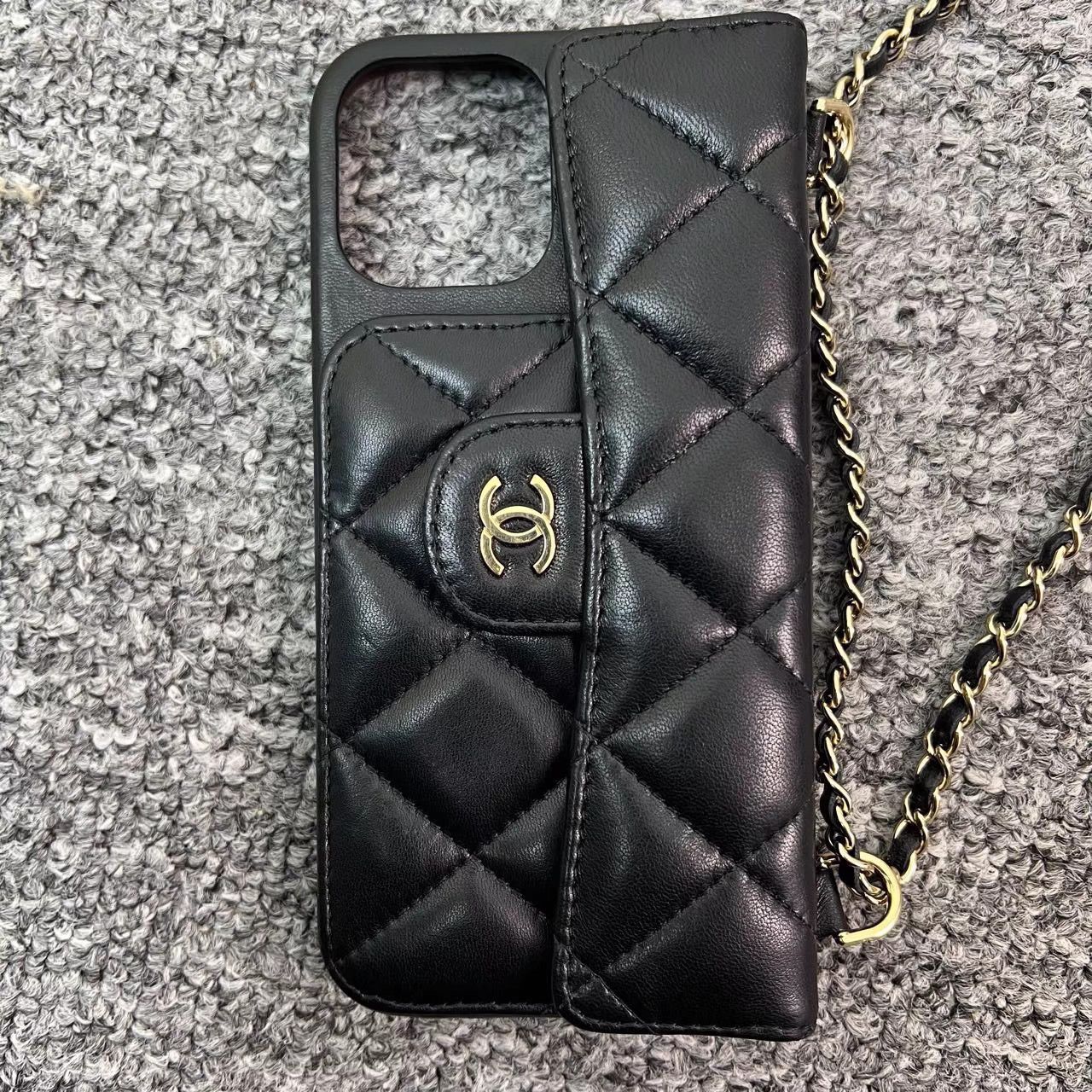 Chanel Chanel Black Lambskin Gold Ball Chain Phone Case K12 Size ONE SIZE - 4 Thumbnail