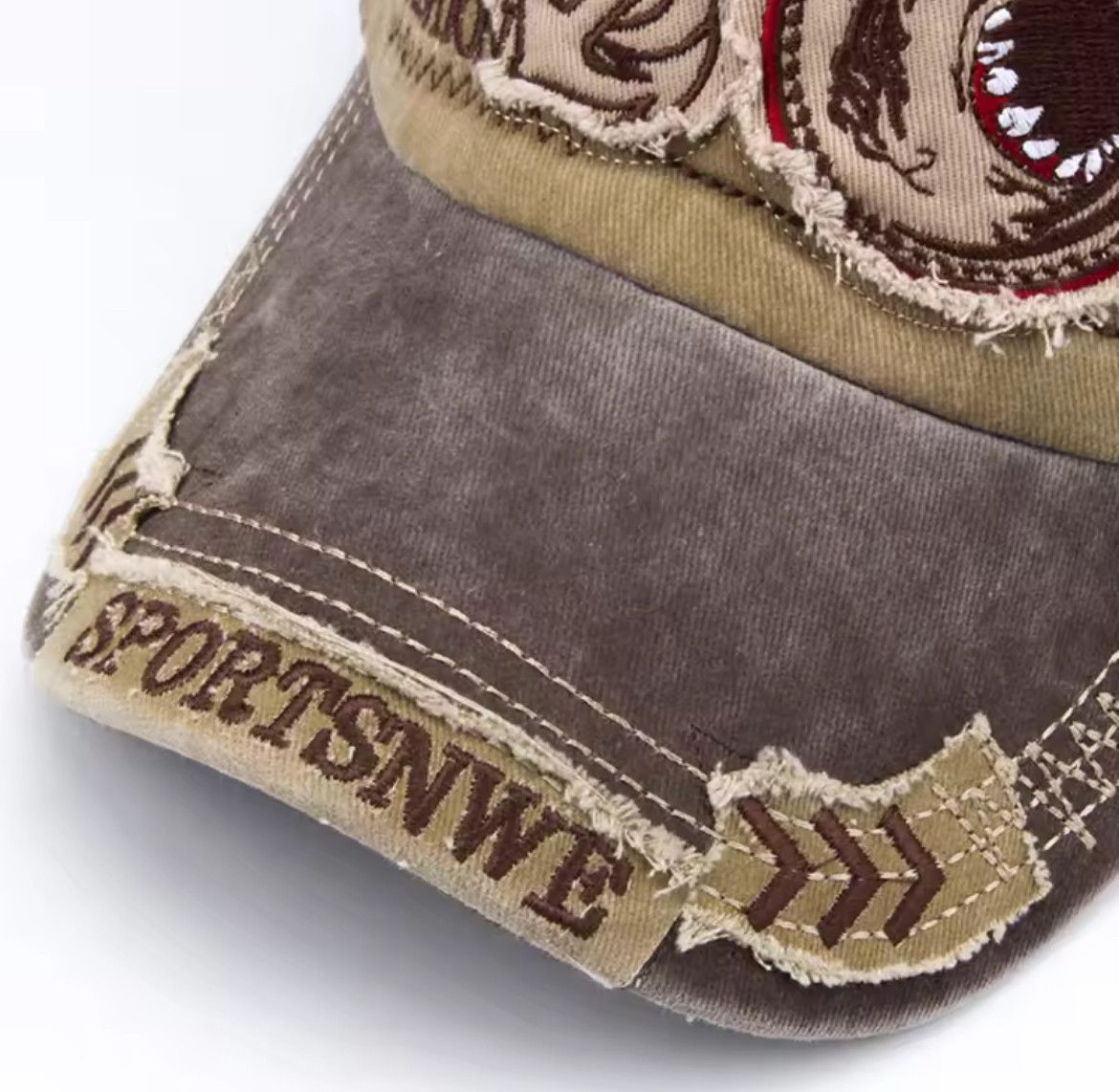 Other Retro Washed Denim Embroidery Shark Cap Size ONE SIZE - 3 Thumbnail