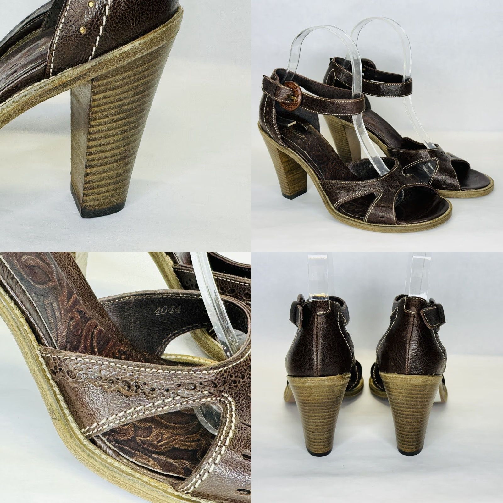 Vintage Vic Matie Ankle Strap Sandals Block Heel Size 36 Brown Leather Buckle Slingback Open Toe Women Size US 6 / IT 36 - 8 Thumbnail