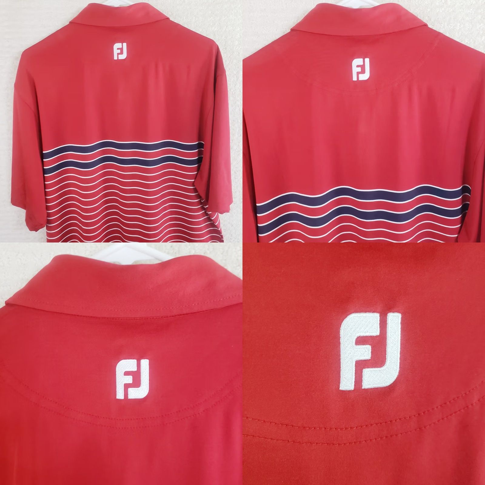 Footjoy FootJoy Polo Shirt Mens L Red Striped Edgewood Tahoe Country Club Logo Polo Shirt Leather? Size US L / EU 52-54 / 3 - 8 Thumbnail