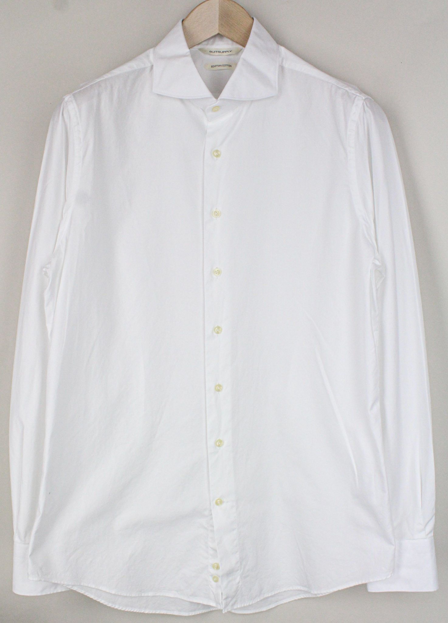 Suitsupply 42/16 1/2 Extra Slim White Cotton Long 72605 Size 42R - 1 Thumbnail