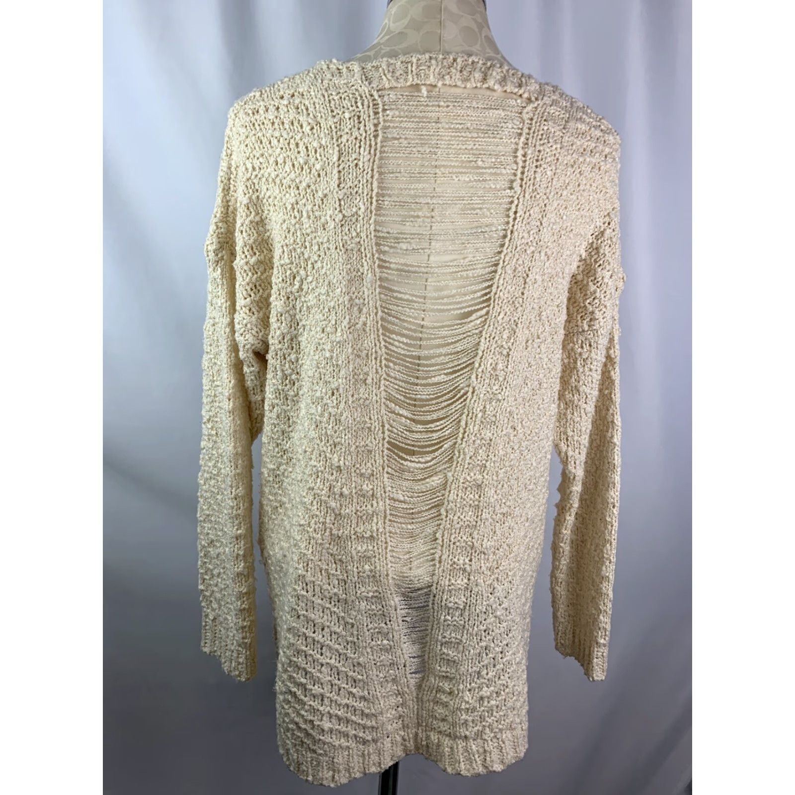 ASTR The Label Medium Astr the Label Women's Cream Open Weave Nubby Long Sleeve Sweater Comfy Size M / US 6-8 / IT 42-44 - 7 Thumbnail