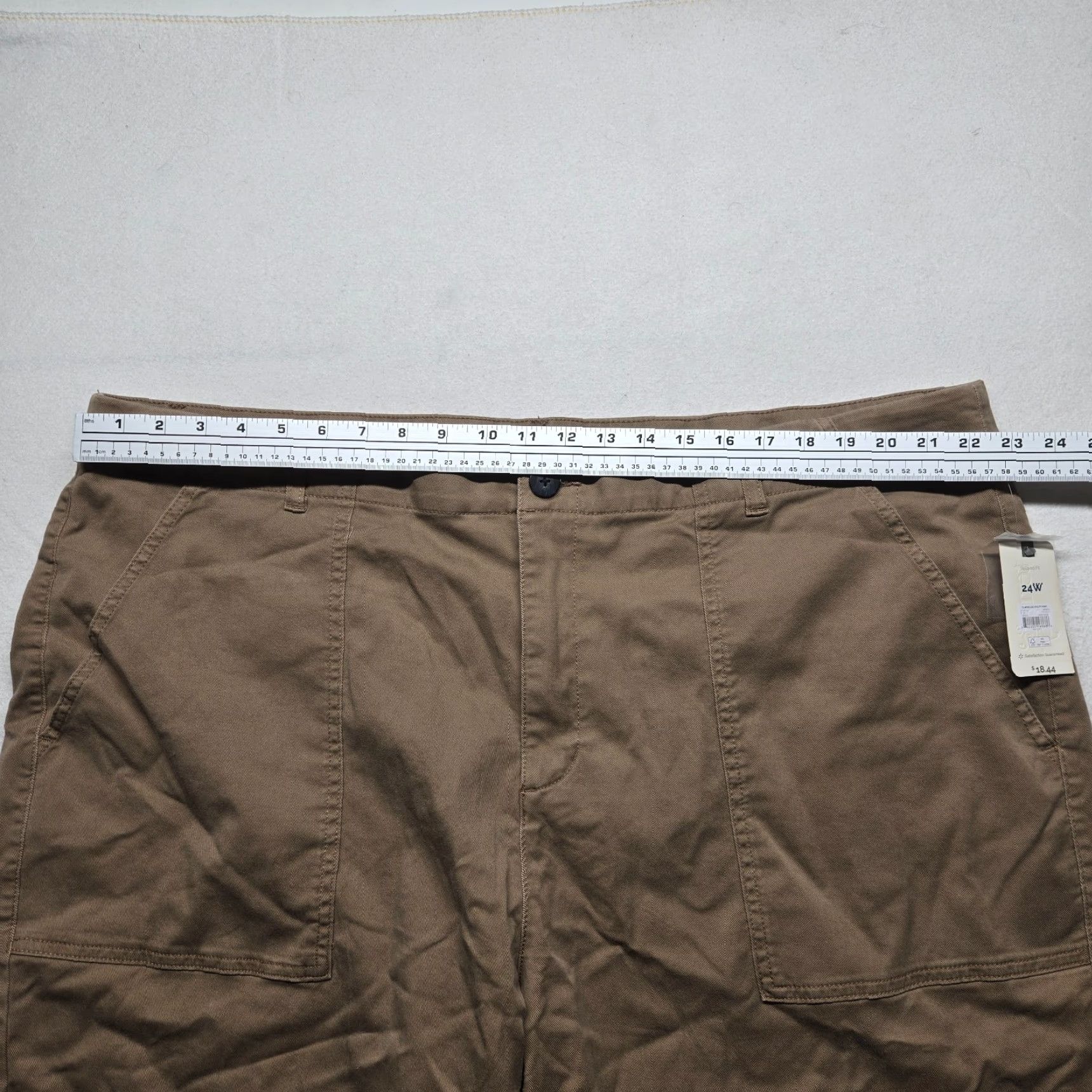 Vintage Terra & Sky Pants Capri Adult Women 24W Beige Cotton Spandex Skinny 22.5in Pockets High Rise 3" Raw Edge Capris Ladies Size 42" / US 20 - 5 Thumbnail