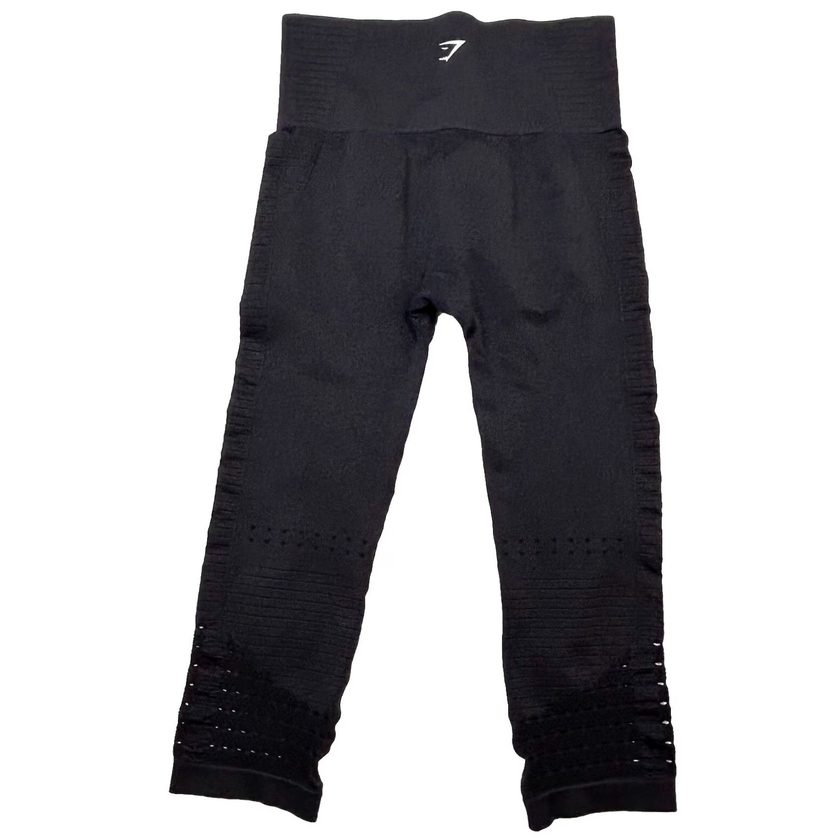 Gymshark VINTAGE Gymshark Black Leggings Cut Out Moto Womens XS 18” Inseam Crop Length Size 26" / US 2 / IT 38 - 2 Thumbnail