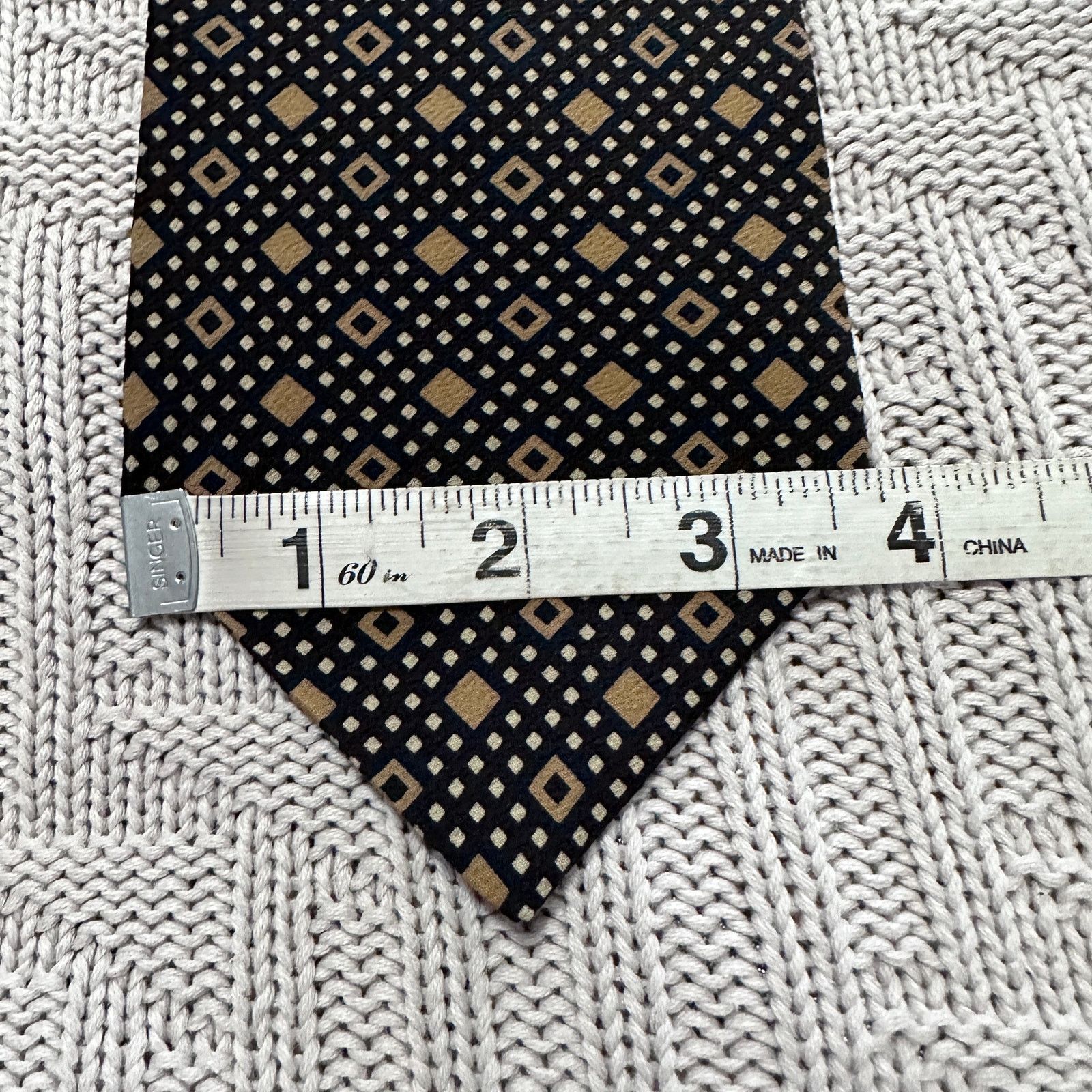 Armani Collezioni Vintage Giorgio Armani gold diamond black Italian silk tie Size ONE SIZE - 6 Thumbnail