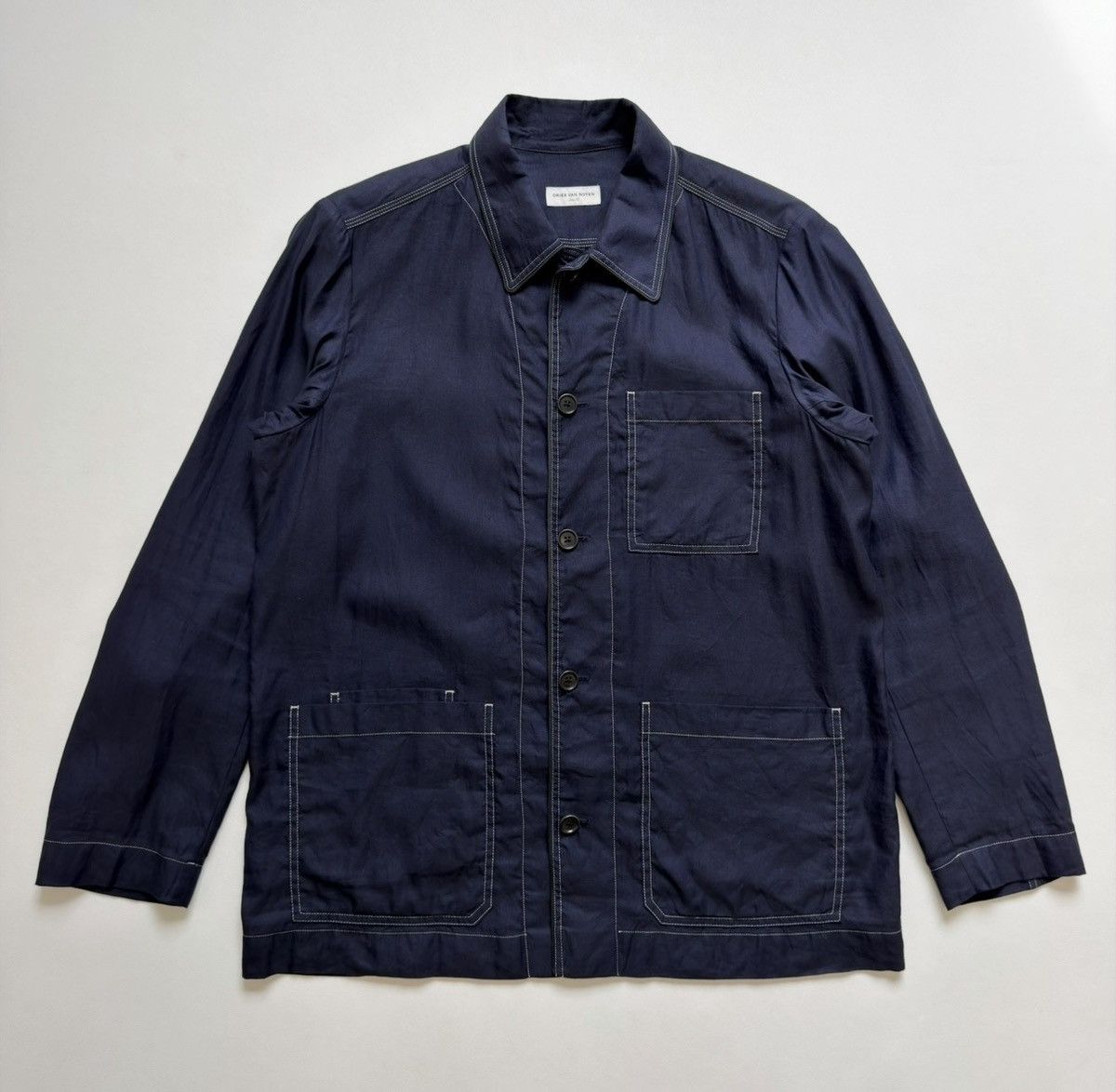 Dries Van Noten Dark Blue Contrast Stitch Utility Jacket Size US L / EU 52-54 / 3 - 15 Thumbnail
