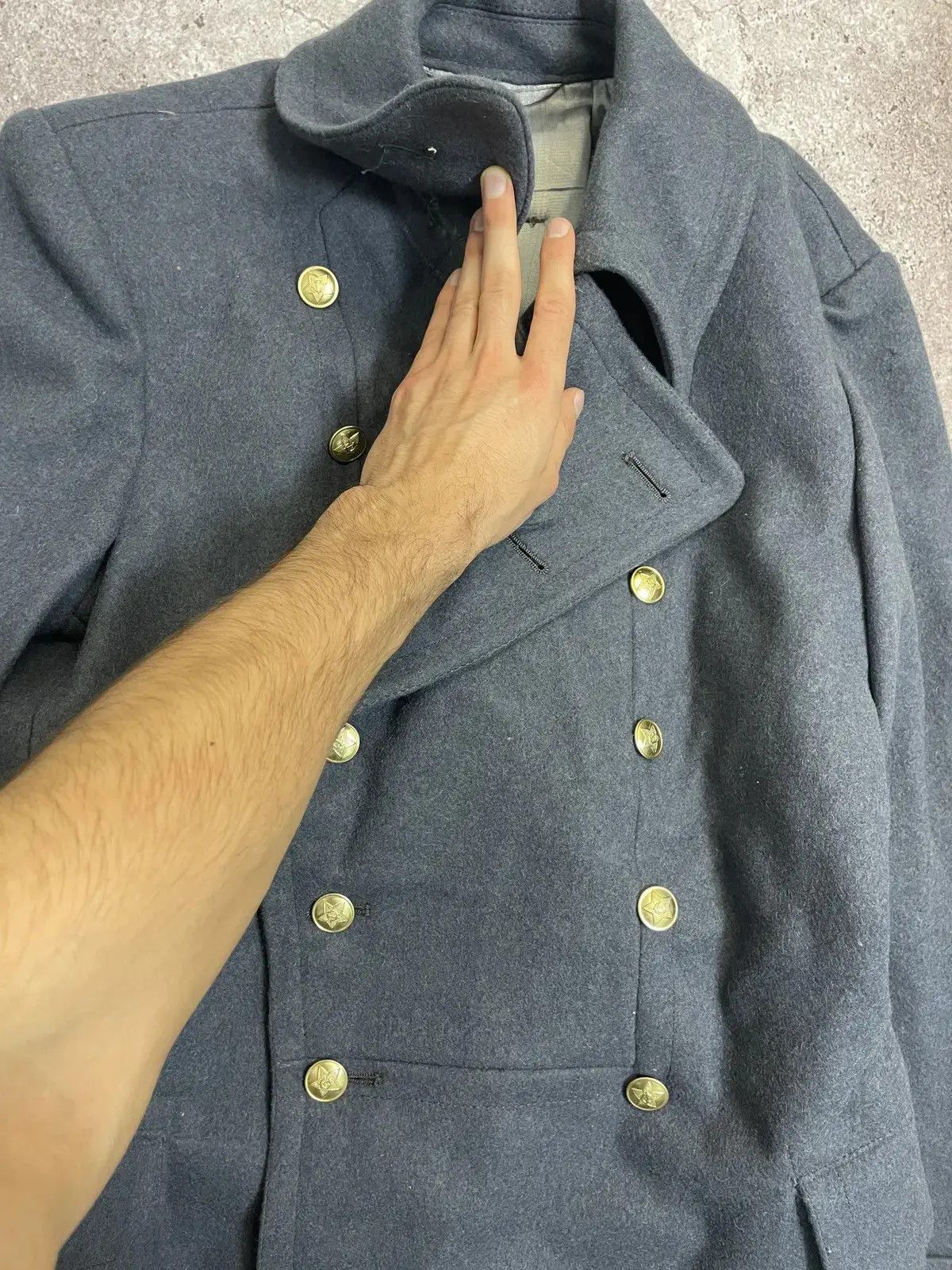 Other Vintage Military Greatcoat Wool Long Trench Gray Coat L Size US L / EU 52-54 / 3 - 5 Thumbnail