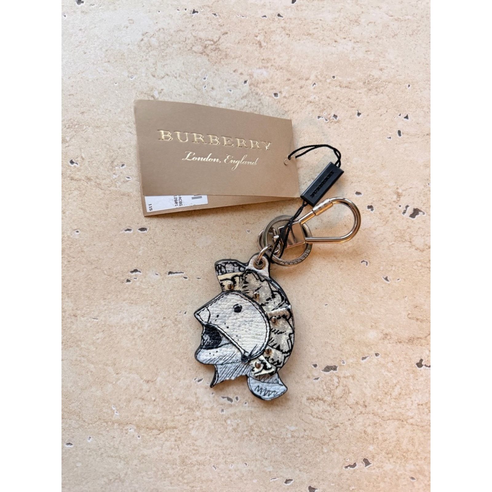 Burberry NWT Burberry Helmet Charm Black and White Keychain Silver Size ONE SIZE - 2 Thumbnail