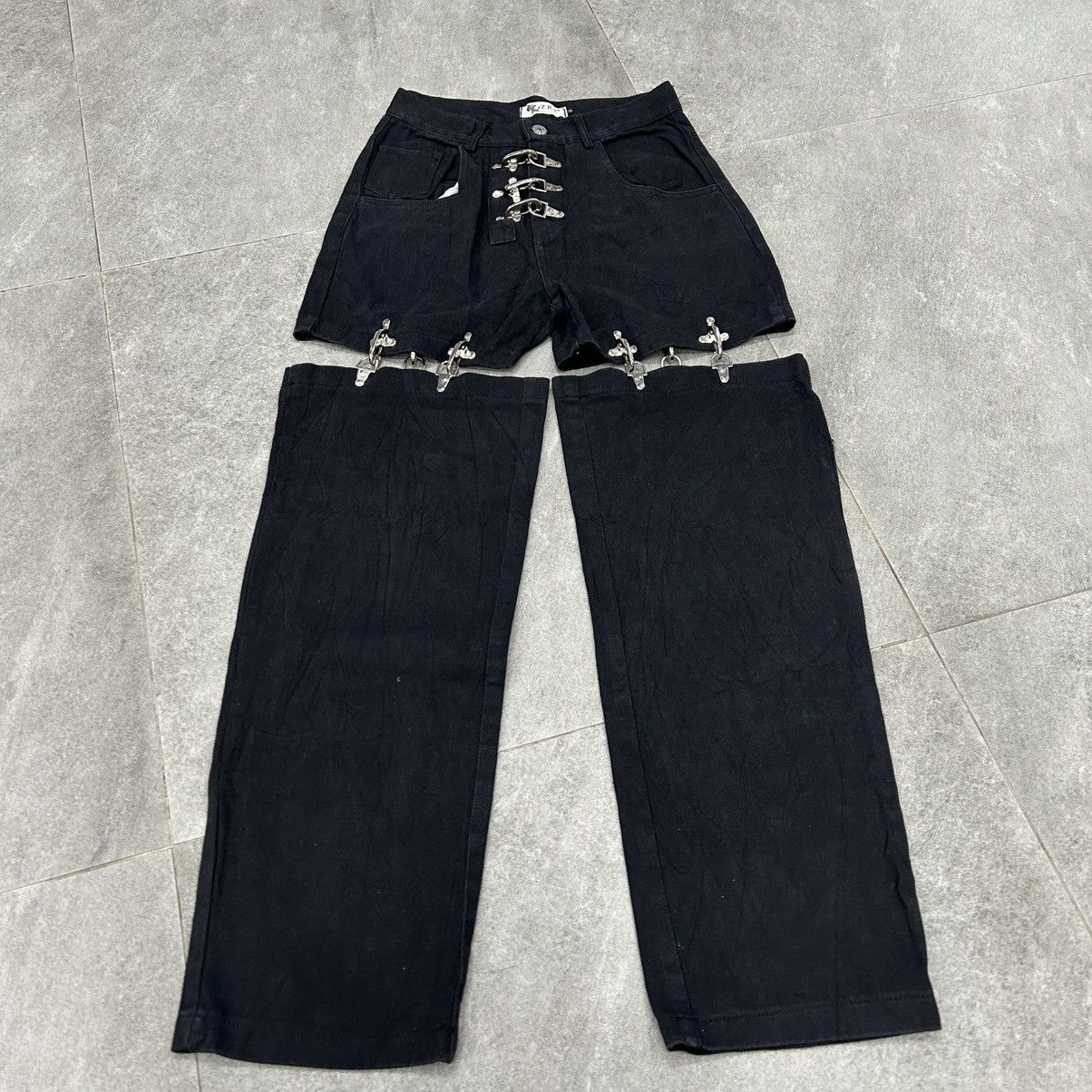 Japanese Brand MAD-Punk Buckle Black Jeans Size US 27 - 3 Thumbnail