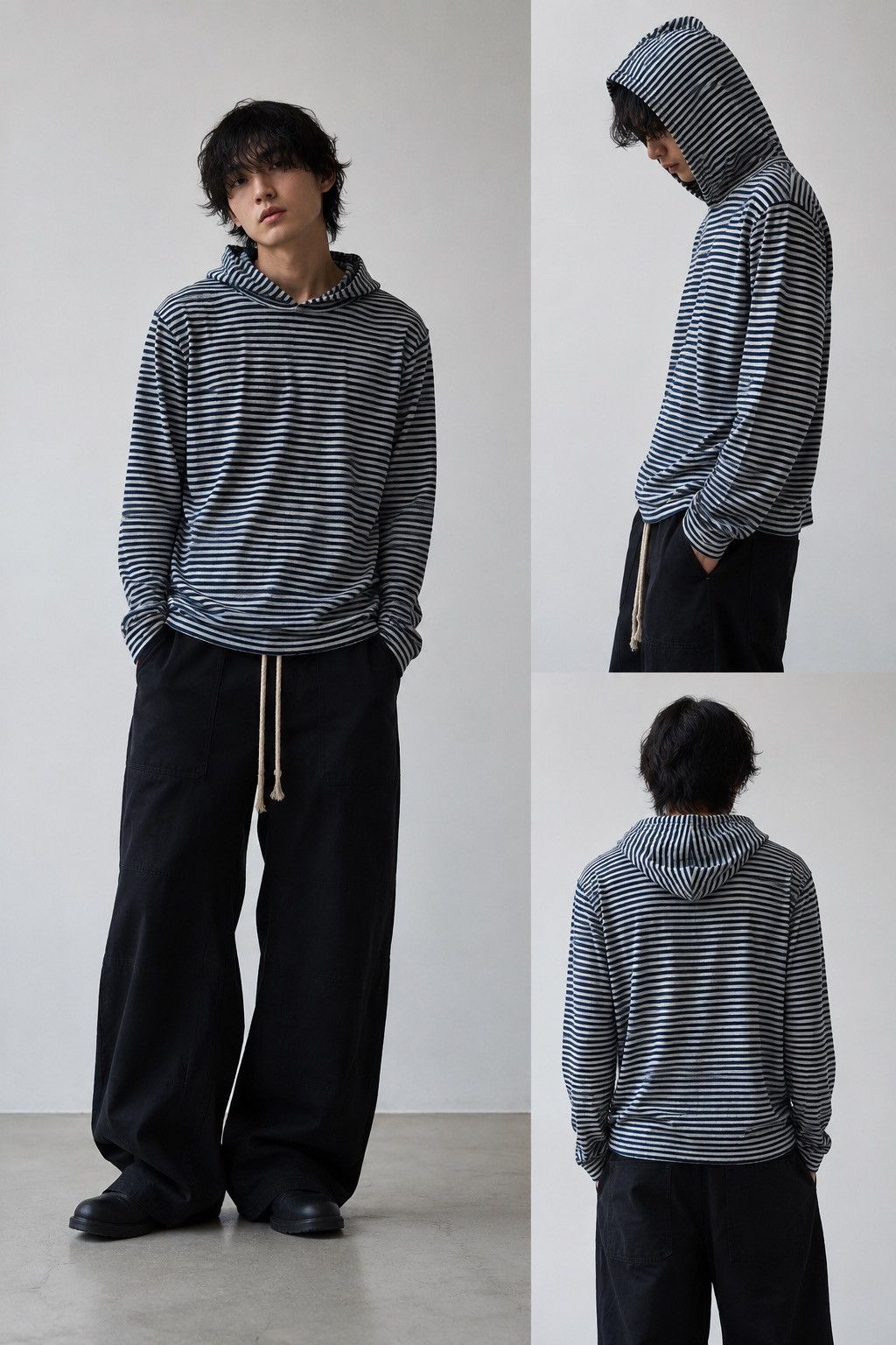 45rpm 45RPM Indigo Striped Hoodie Made in Japan Navy White Border Size US S / EU 44-46 / 1 - 1 Thumbnail