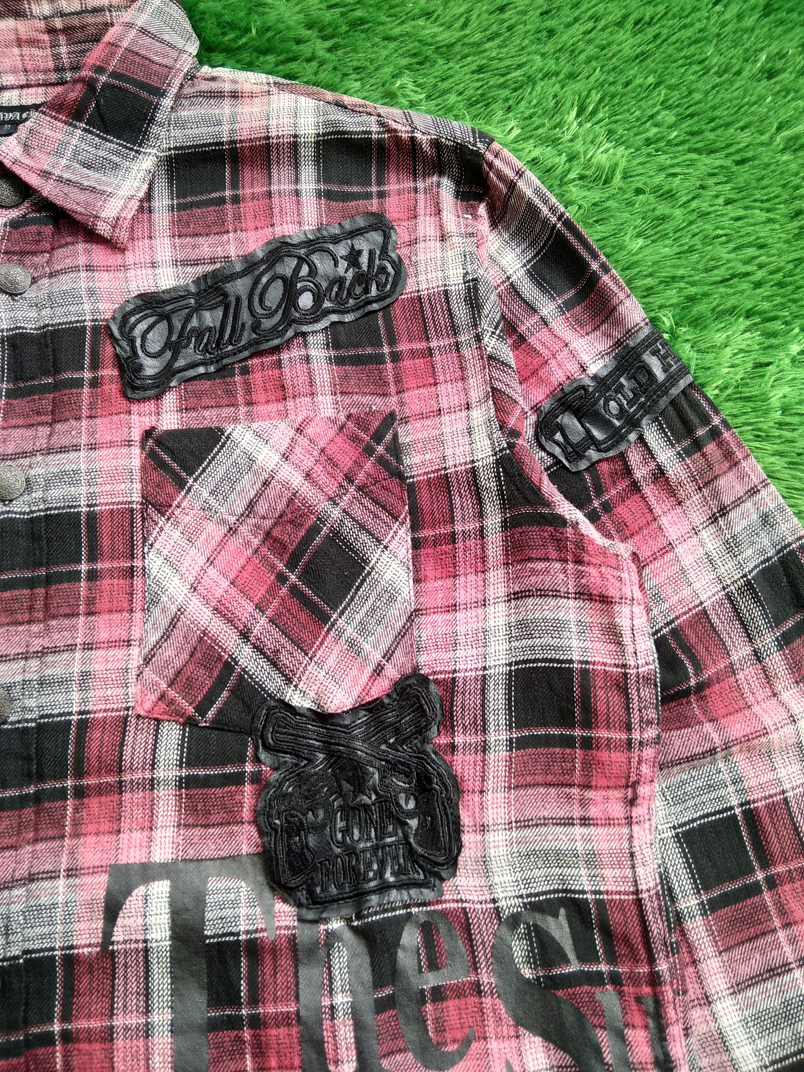 If Six Was Nine × KMRii × Le Grande Bleu (L.G.B.) VTG 00s Ivanhoe Punk Lather Pacth Poem Plaid Flannel Shirt Size US M / EU 48-50 / 2 - 4 Thumbnail
