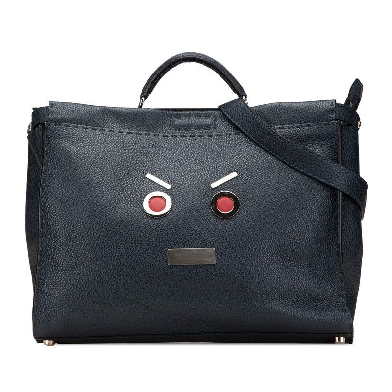Fendi Fendi Peekaboo Selleria Face Leather 2Way Bag Leather Shoulder Bag in Blue, Women's
