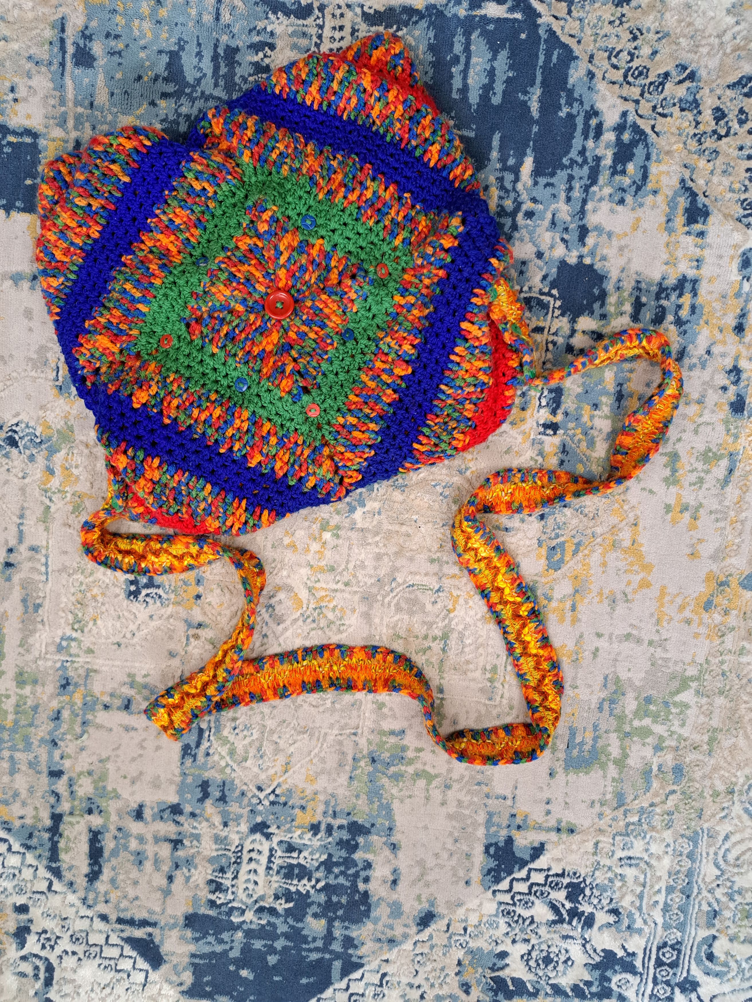 Handmade AvantGarde Handmade Knit Multicolor Crossbody Bag y2k Hippie Size ONE SIZE - 5 Thumbnail