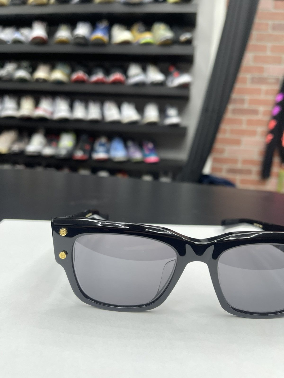 Balmain Balmain B-IV Black Square Unisex Sunglasses Black & Gold Size ONE SIZE - 2 Thumbnail