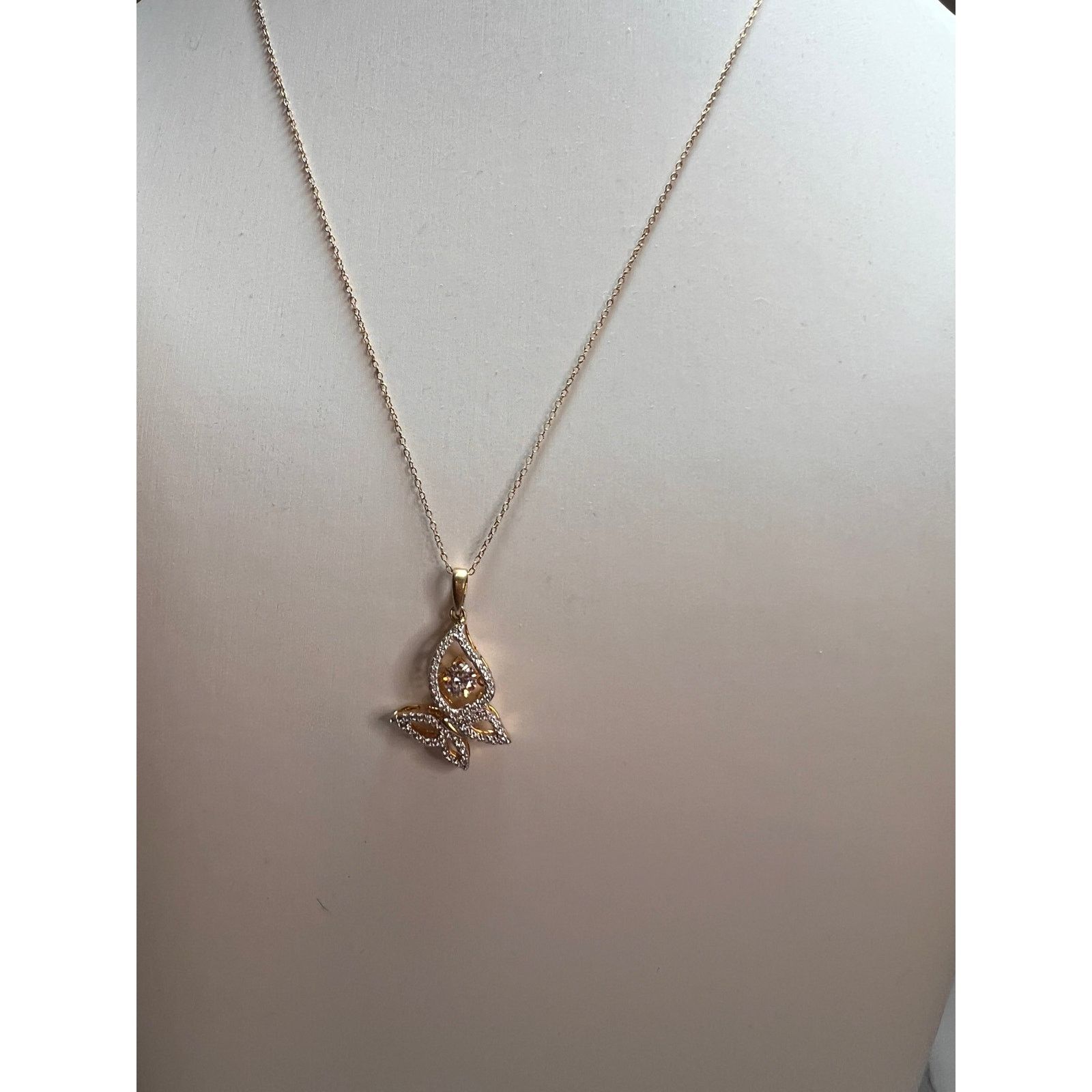 Other Butterfly CZ pendant in YG over 925 with 18 inch chain Size ONE SIZE - 4 Thumbnail